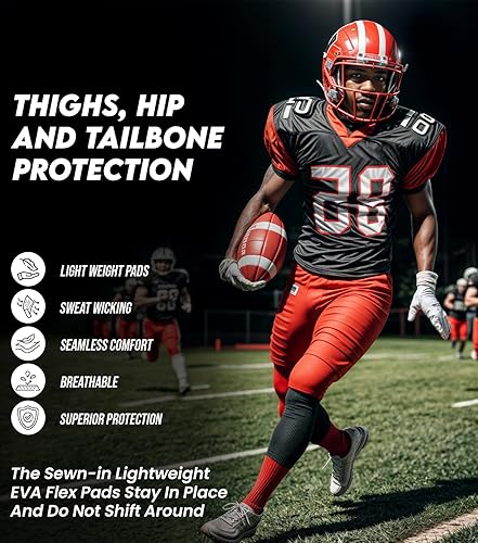 Miniatura 6 de Exxact Sports Proline Men's Integrated Football Pants with 7 Flex Pads, Lightweight Football Practice Pants for Protection