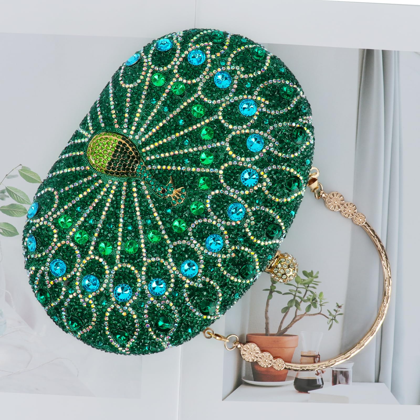 Vintage Clutch Damen, Glitzernde Kleine Abendhandtasche Schultertasche für Hochzeit, Party und Ball