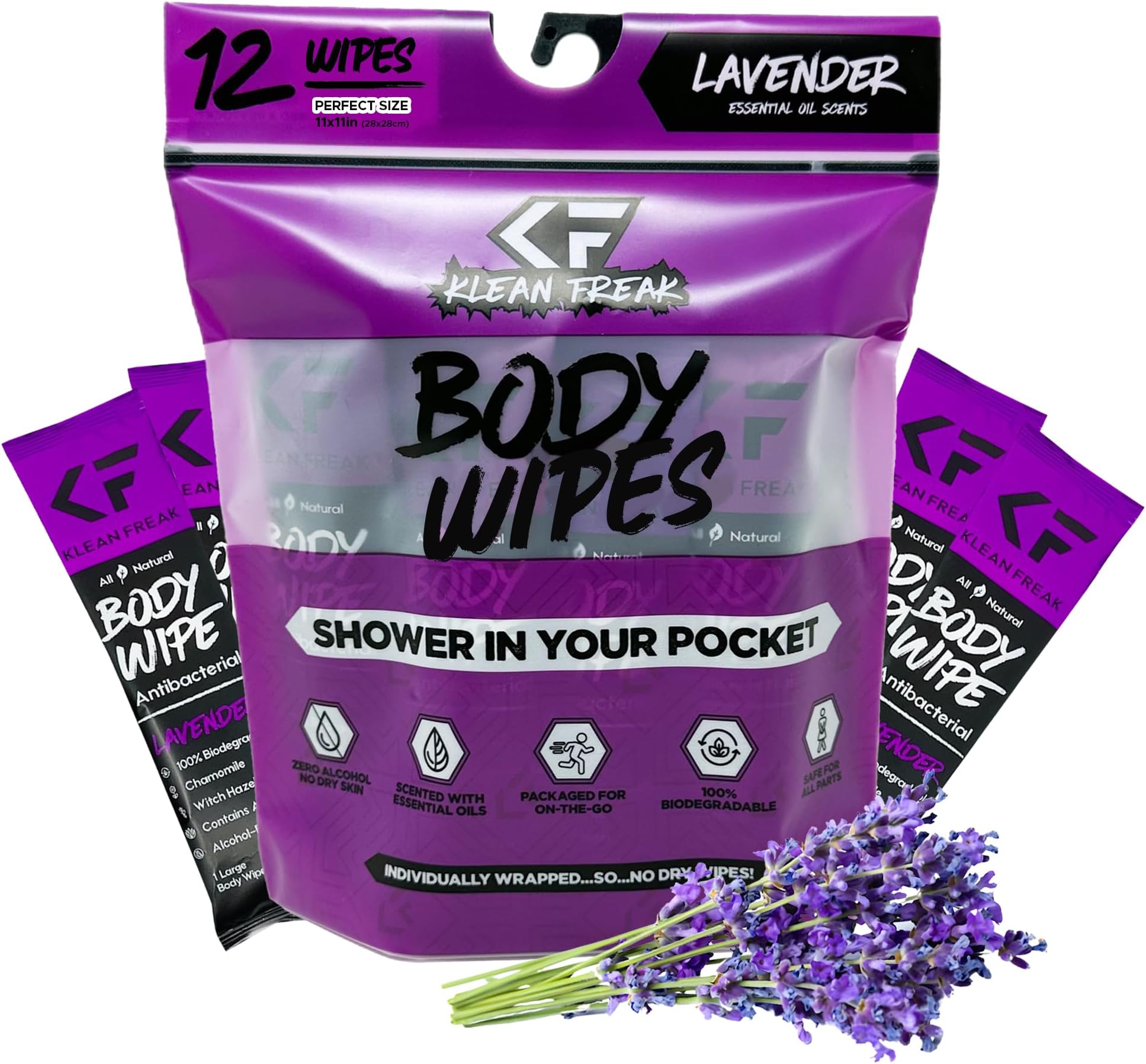 Body Wipes - Dozen Pack - Lavender