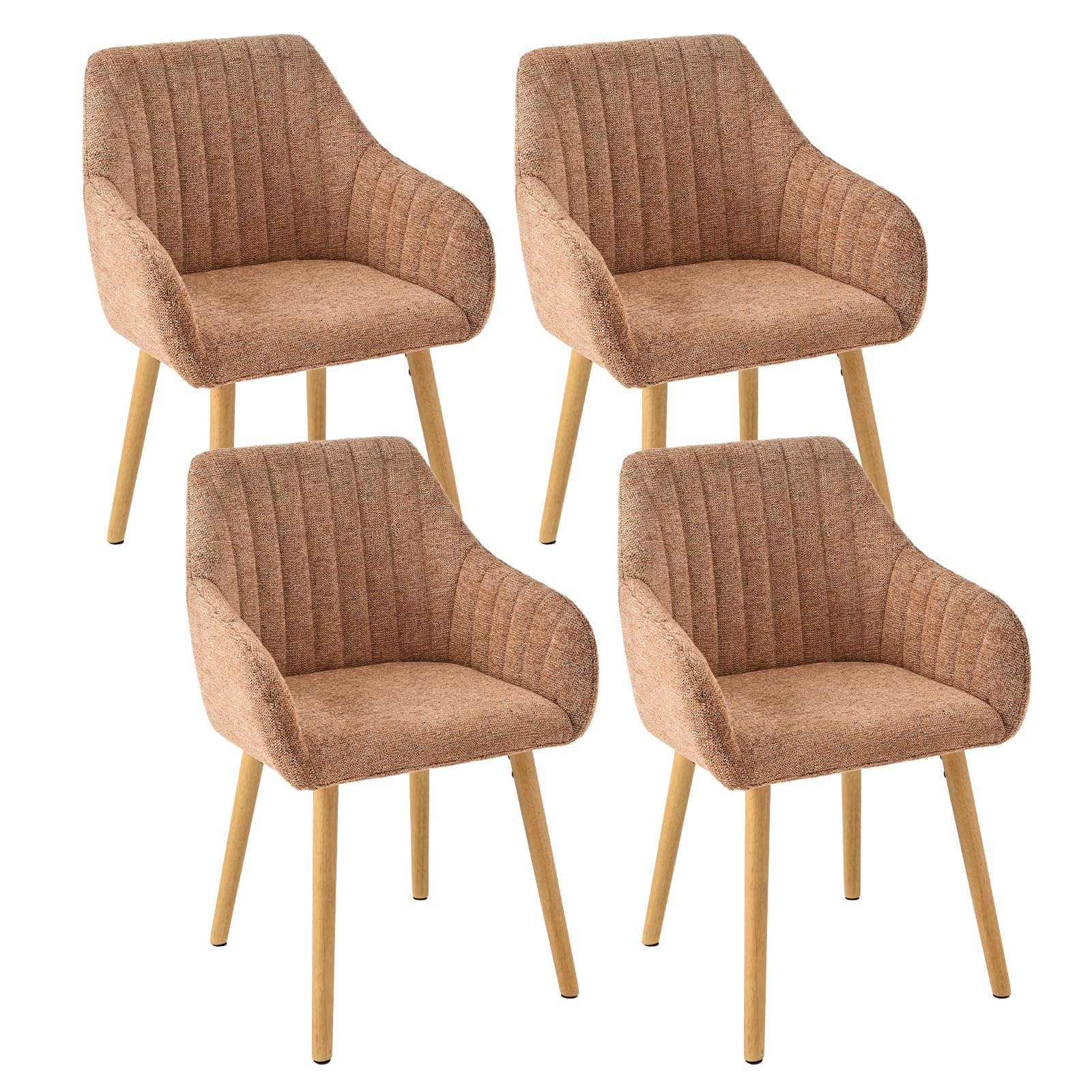 Goeurvant Dining Chairs Set of 4, Modern Kitchen Chairs with Backrest & Wooden Legs, Upholstered Armchairs for Living Room, Dining Room, Lounge, Chenille Fabric, Orange โ image 1