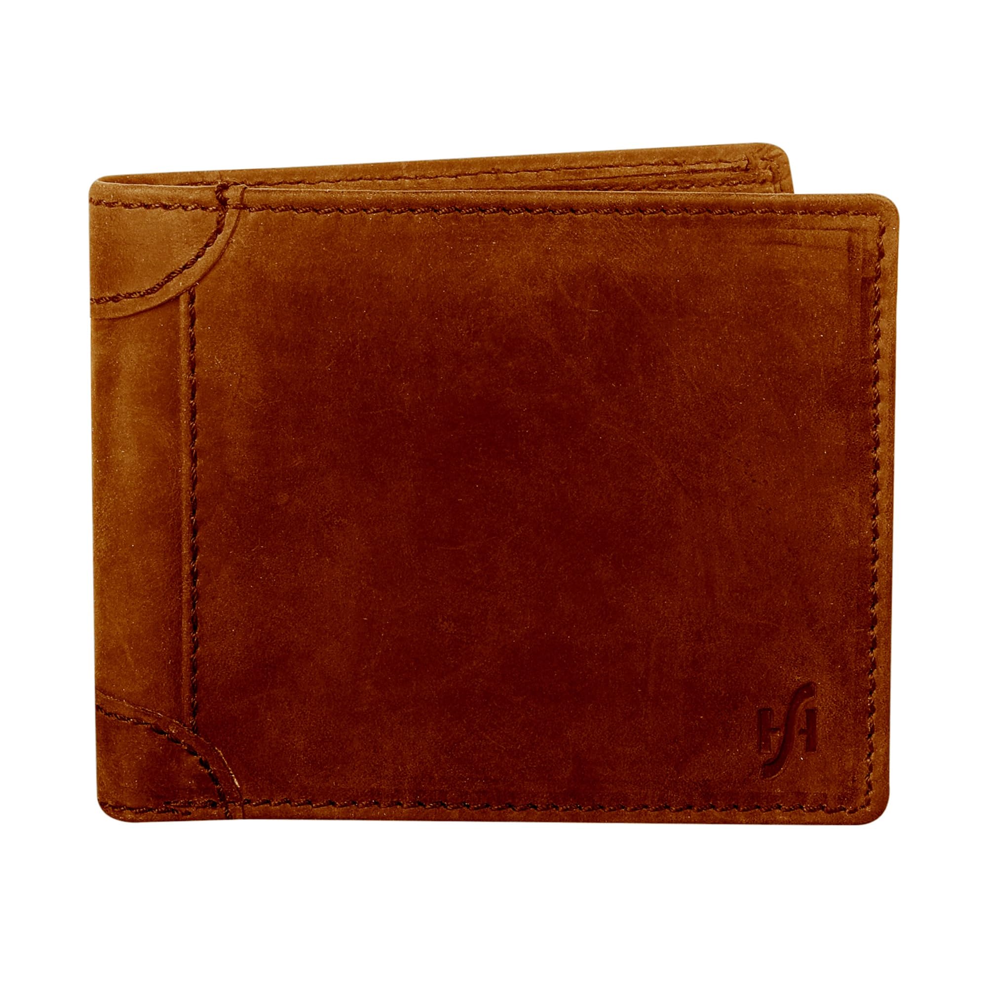 STARHIDE Men's RFID Blocking Genuine Distressed Hunter Leather Trifold Wallet Purse Credit Card Holder #1145 (Brown)