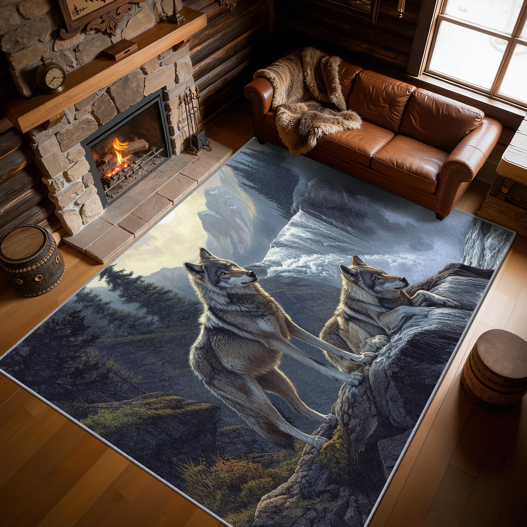 Zoainuos Wild Wolf Throw Rug 2x3 - Wolves Area Rugs for Entryway - Wild Animal Indoor Door Mat - Washable Non Slip Soft - Wild Wolf Home Decor & Gifts