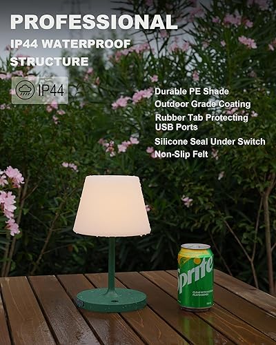 Miniatura 33 de Lámpara de mesa para exteriores a prueba de agua, 4000 mAh, inalámbrica, recargable, lámpara de escritorio regulable al tacto, luz nocturna LED