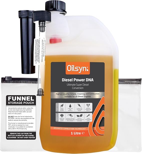 Oilsyn Diesel Power DNA - Super Diesel Fuel Conversion - 1 Litre | 2-EHN Cetane, Orisyn Ester Lubricant, CarbonCode Detergent & Polyetheramine Carbon Removal - Converts Pump to Super Diesel
