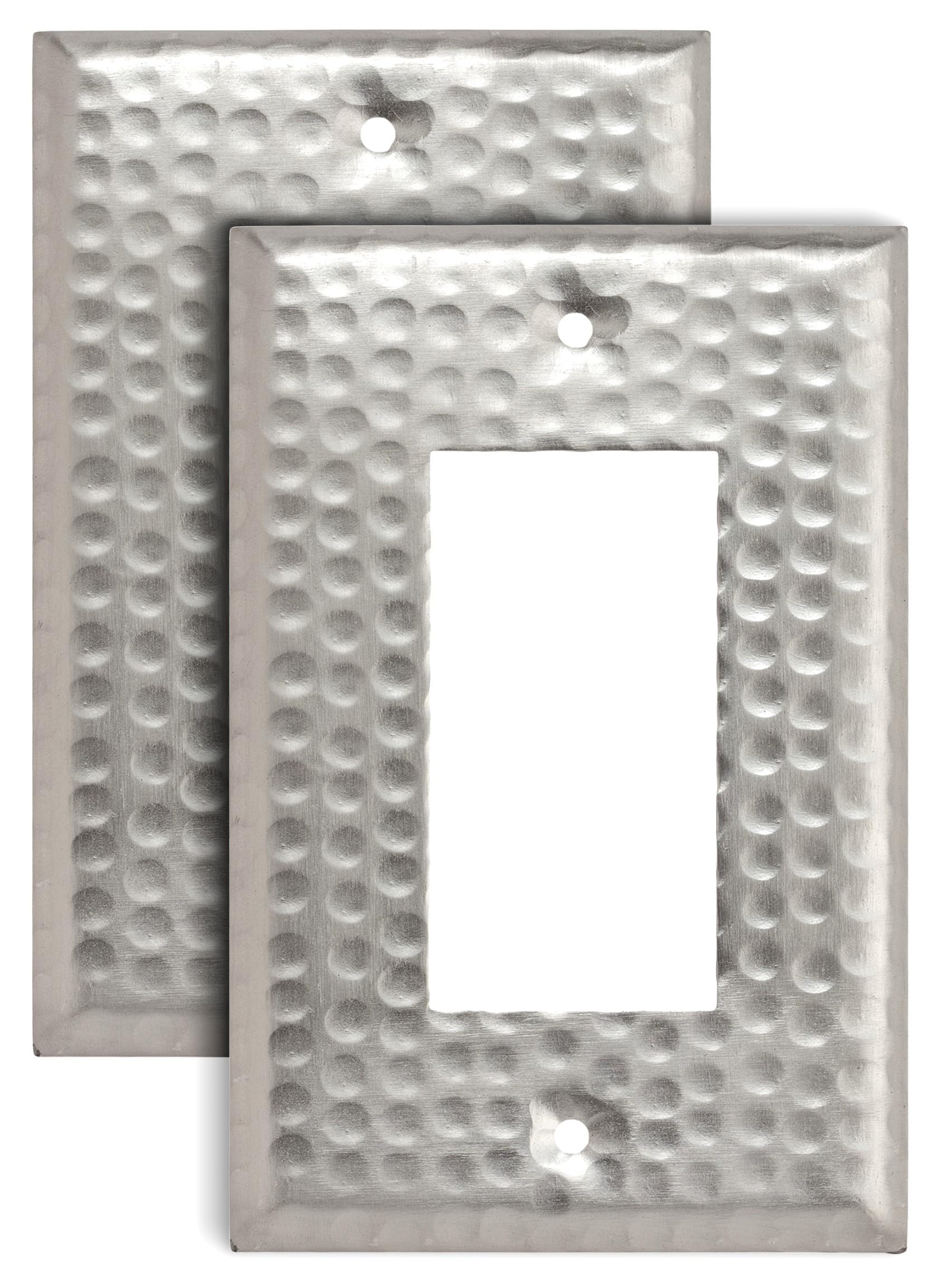 Monarch Abode Rocker Light Switch Cover Plate – 1-Gang Brushed Nickel Decorator Wall Plates, Hand Hammered Decorative Outlet Covers Wall Plates for Receptacle, GFCI Electric Outlet Cover, Pack of 2-image-10