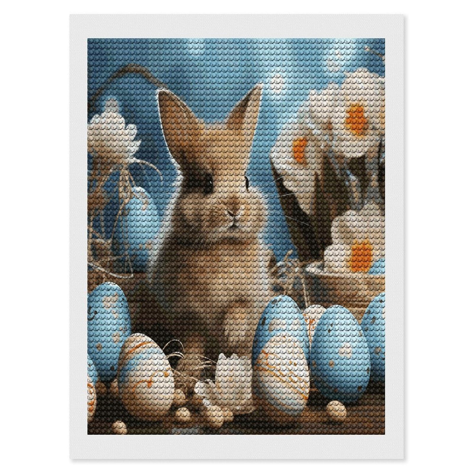 FekiLoot Cute Easter Eggs Rabbit Diamond Art Kits for Adults Diamond Painting Kits for Beginners DIY Diamond Art Kits Round Full Drill Diamond Dot Gem Painting for Home Wall Decor Gift 12"x16"