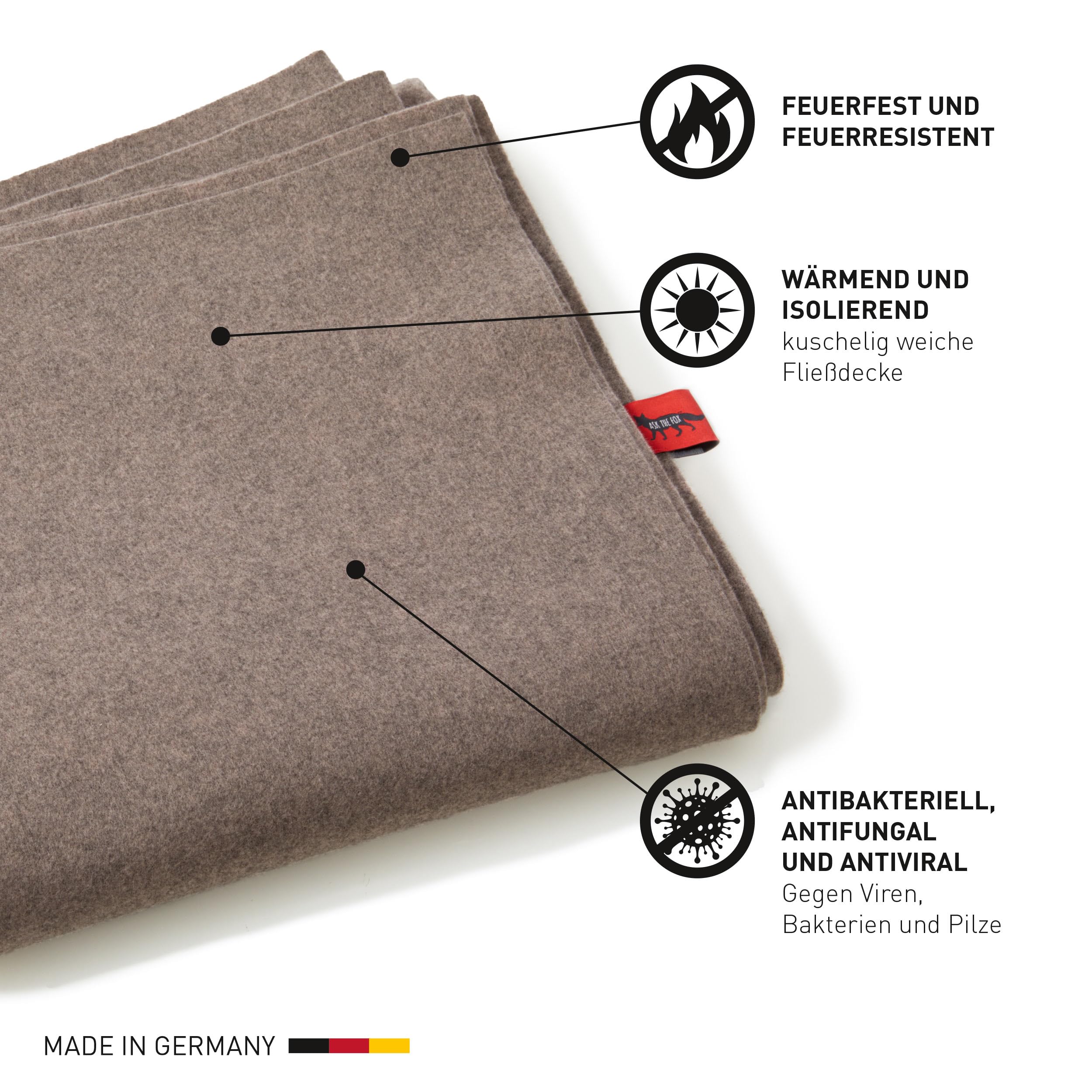 Active Fox - Manta ignífuga y antiincendios multifunción con factor de peluche