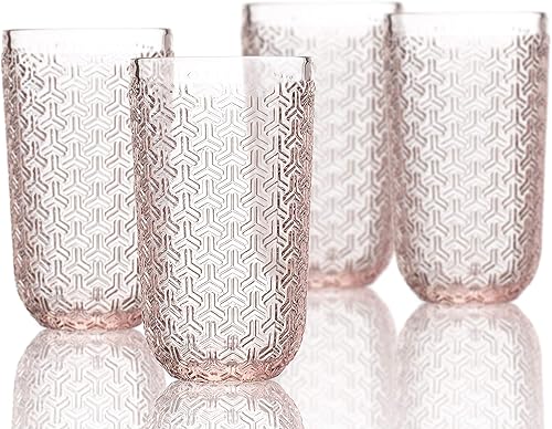 Miniatura 5 de Elle Decor 229806-4HBBL Bistro Key Juego de 4 piezas Highball, utensilios de bar y vasos elegantes de vidrio, apto para lavavajillas, 14 onzas, azul