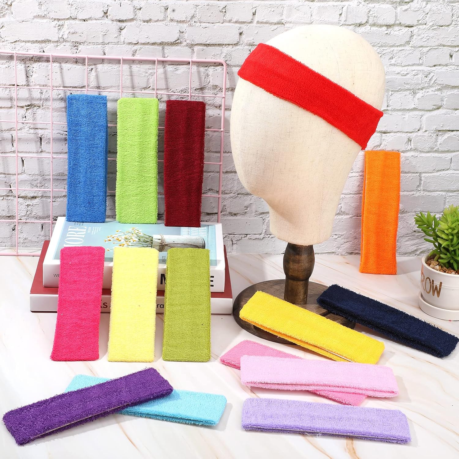 WILLBOND 42 Pcs Sports Sweatbands Sweat Headband for Kids Colorful Basketball Sweatband Cotton Terry Cloth Headband for Youth Athletic Soccer Brace Yoga Outdoor Activities - Image 6