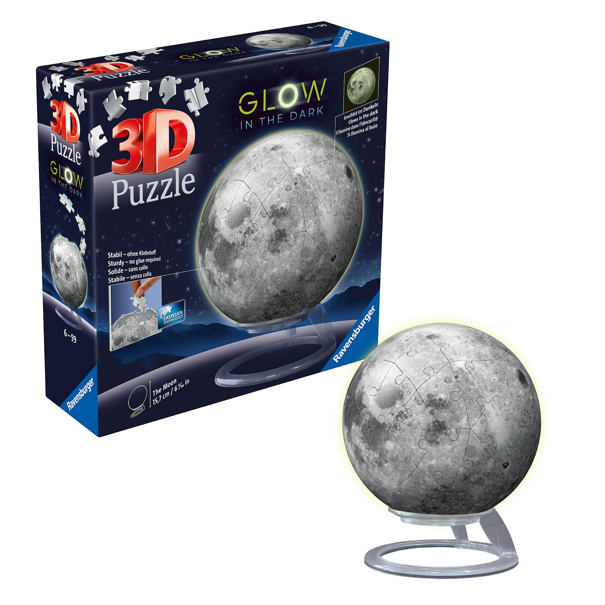 Ravensburger Glow-in-The-Dark Moon 72 Piece 3D Jigsaw Puzzle for Adults and Kids - 11586 - Great Gift for Any Birthday, Holiday, or Special Occasion
