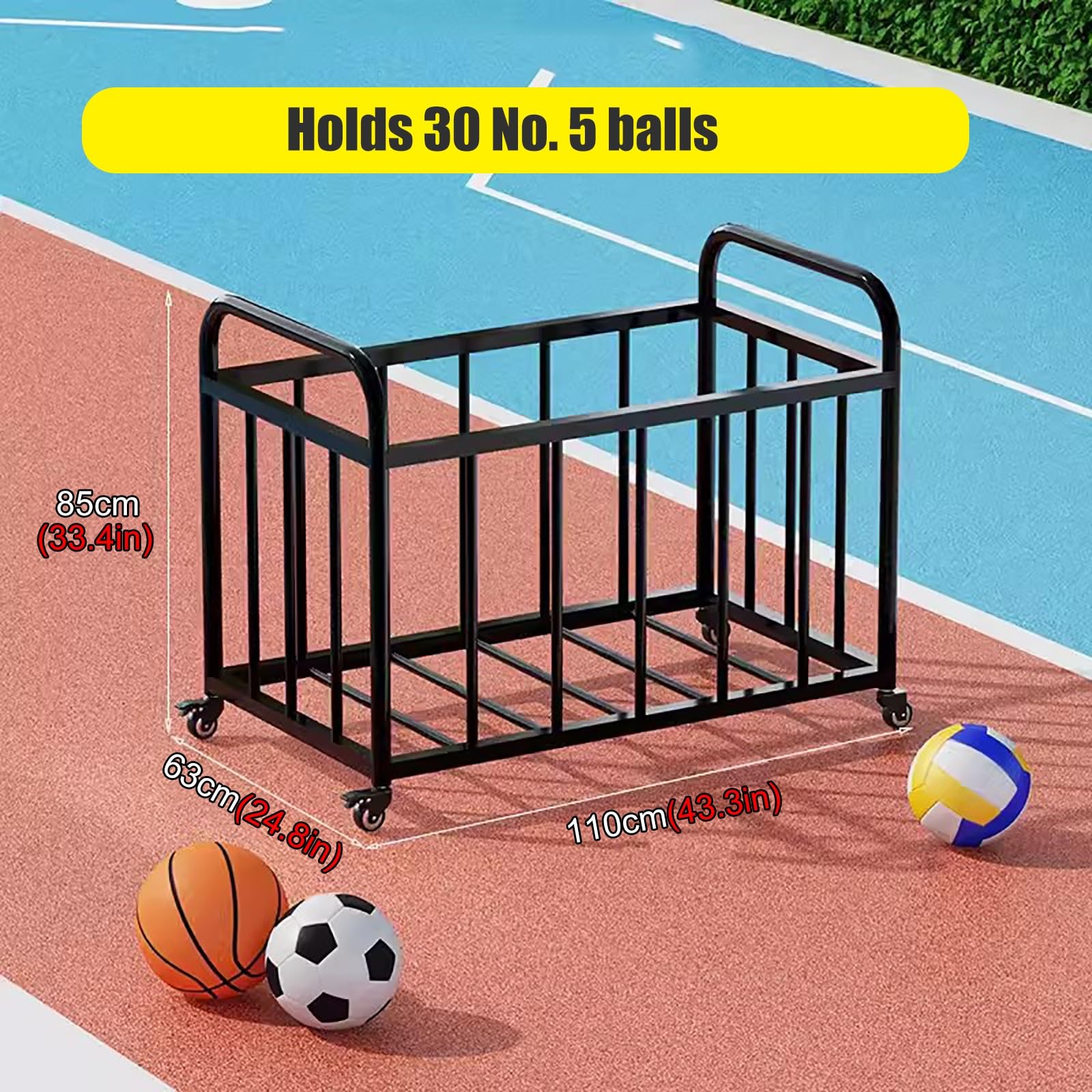 Carrello portatile per attrezzature sportive con ruote, resistente per attrezzatura sportiva di grande capacità, ideale per squadre e atleti