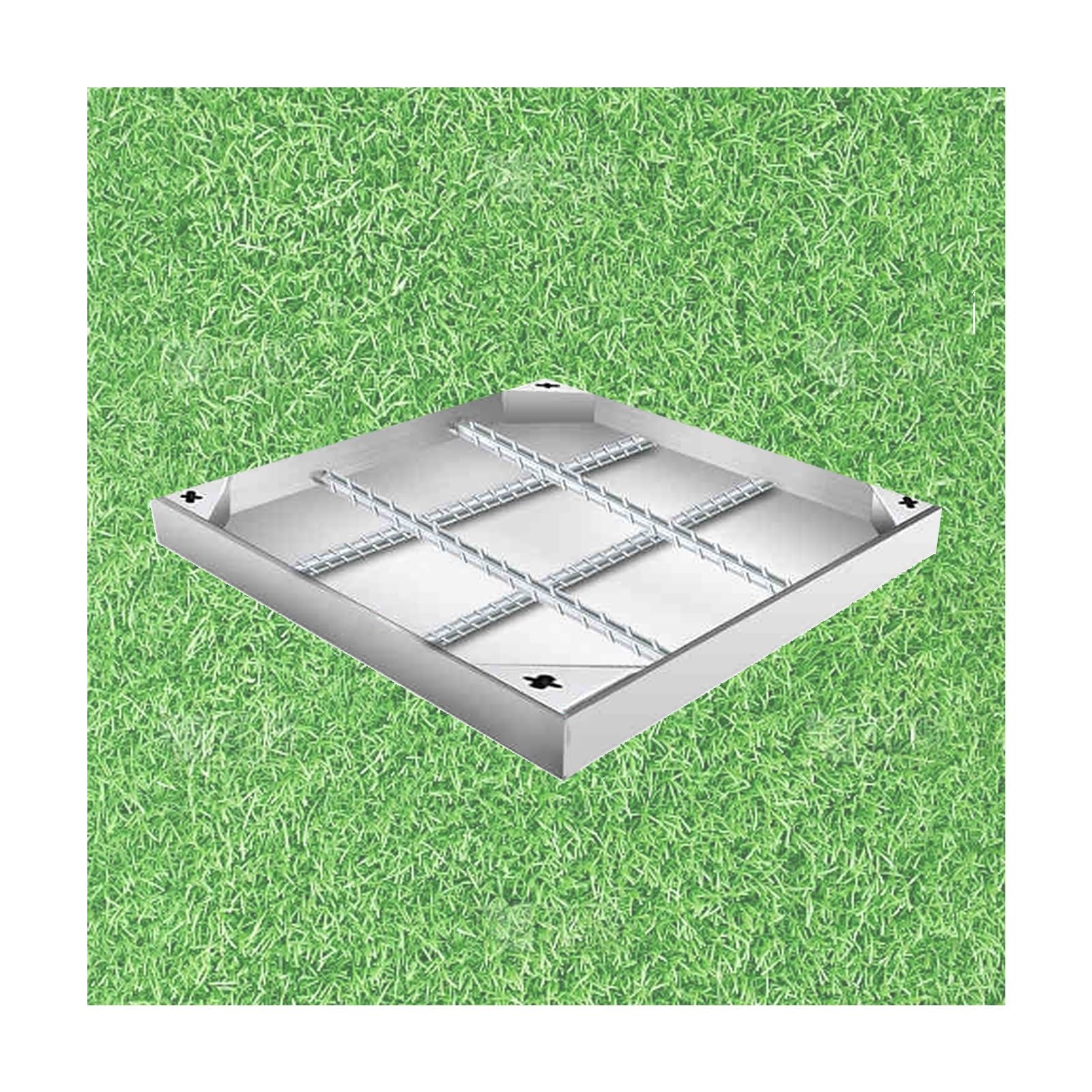 Couvercle de chambre invisible et affleurant pour aménagement de patio