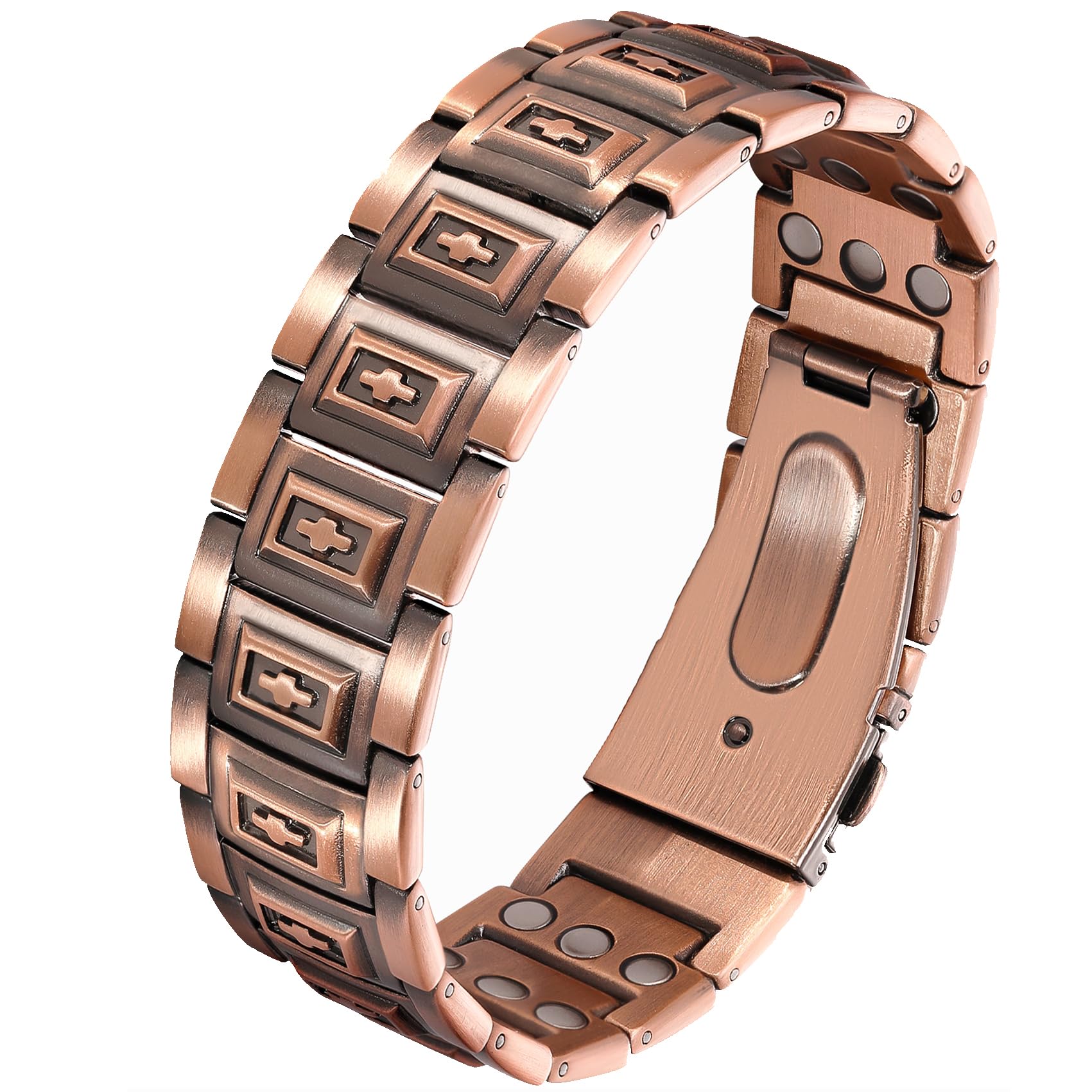Feraco Copper Bracelet for Men 3X Strength,Magnetic Therapy Bracelet Copper Jewelry with Powerful 3800 Gauss Magnets