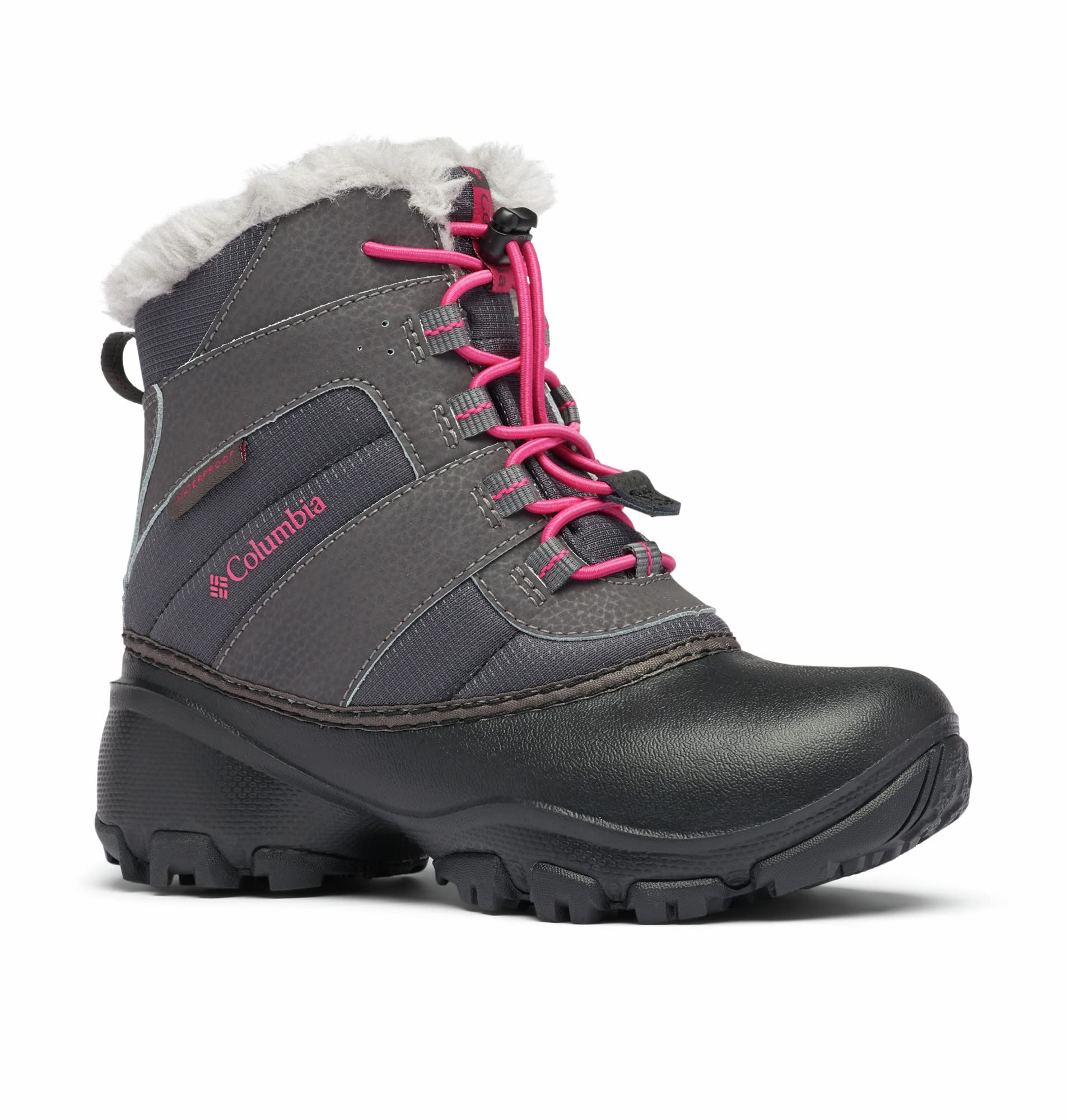 Columbia Rope Tow 3 Waterproof wasserdichte Winterstiefel für Kinder, Grau (Dark Grey x Haute Pink), 25 EU