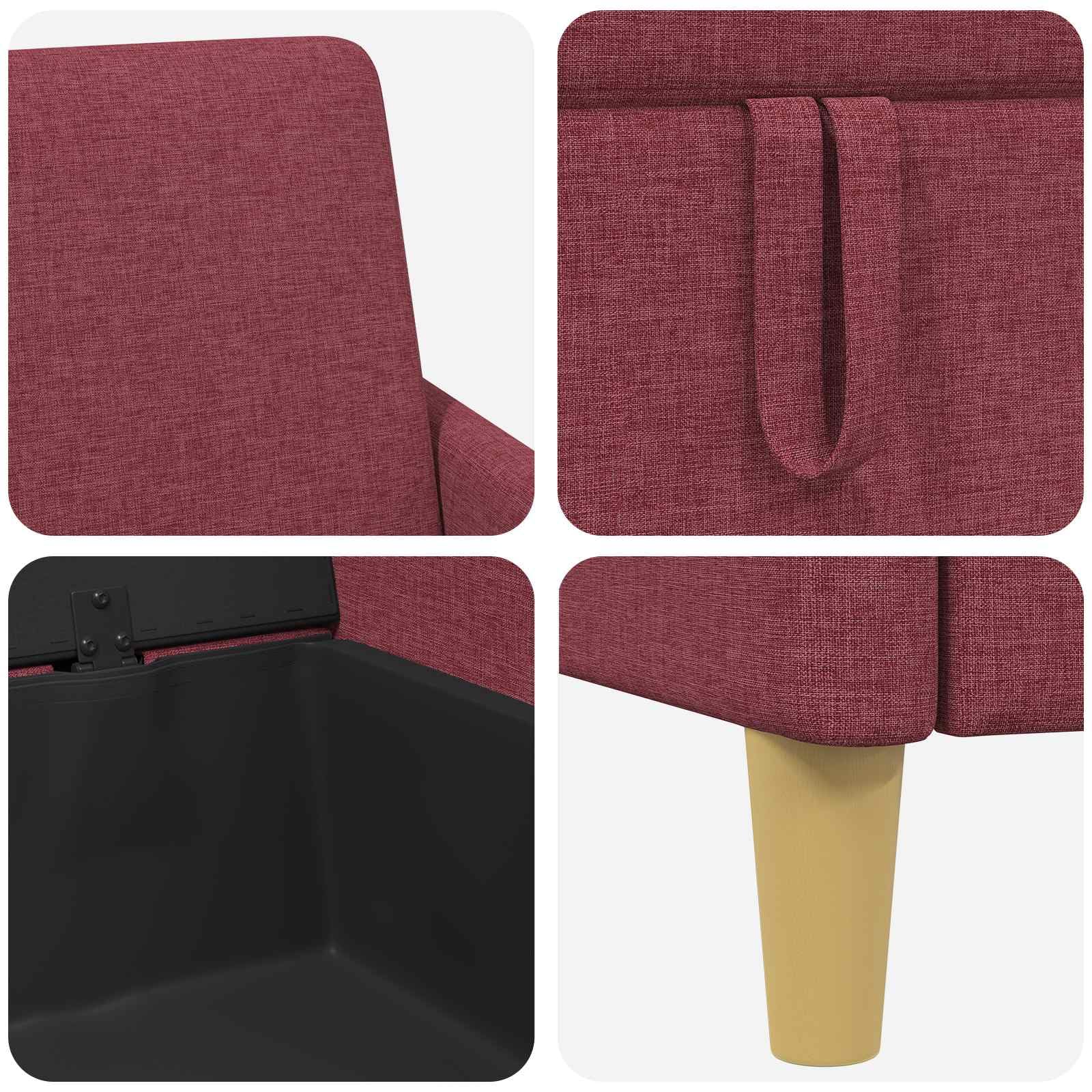 Couch mit Stauraum Weinrot 152 x 78 x 87 cm Polyester Stoff Bettkasten ausziehbar Schlafsofa Wohnlandschaft modern skandinavisch
