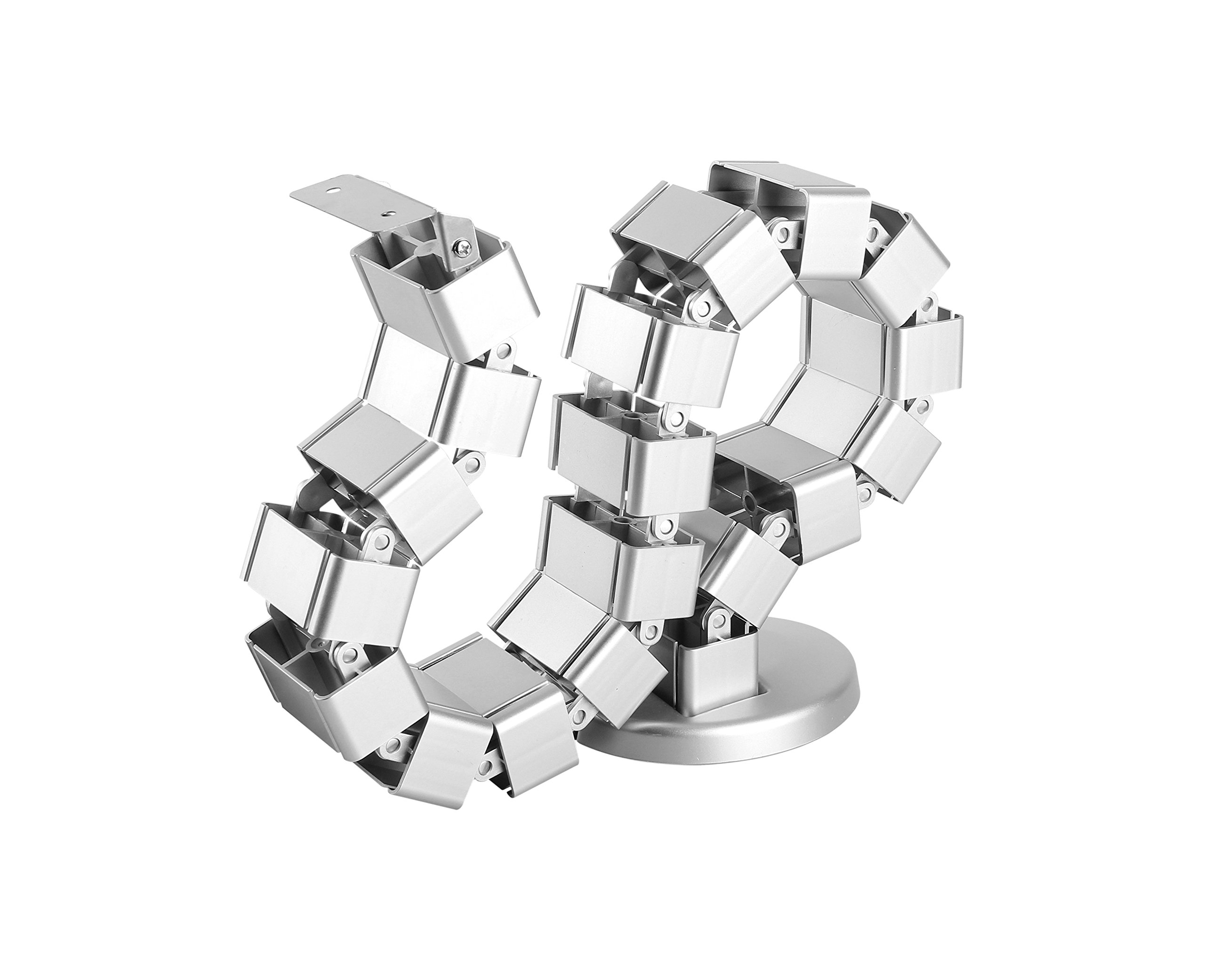 Electraline 59234 Conduit Bureau 1,2m Avec Support De Montage - Gaine Pour Organiser Et Ranger Les Câbles, Base Métallique Lestée, Silver