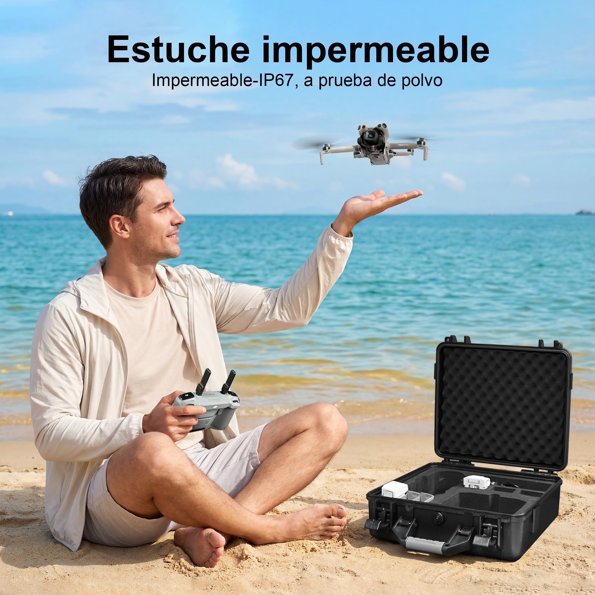 LEKUFEE Impermeable Maleta para dron dji Mini 5 Pro/4 Pro/Mini 3,dji RC 2/RC /N2/ N1 y Accesorios (Solo Estuche)