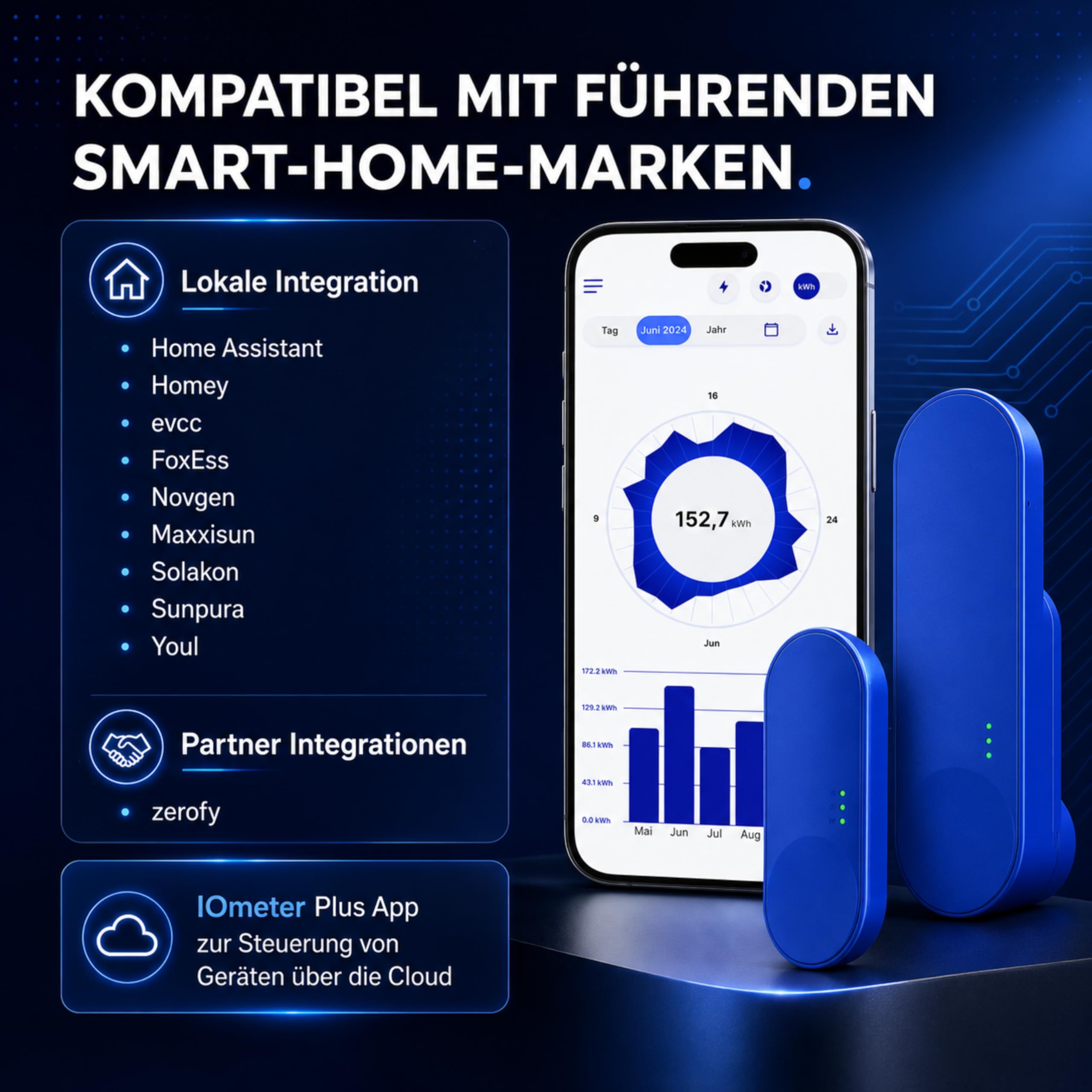 Smart Meter Kit - IR-Lesekopf mit App & WLAN Bridge - Stromzähler auslesen & Stromverbrauch messen - Verbrauch, Einspeisung, Home Assistant, Homey & Batteriespeicher - Batterie & USB-C