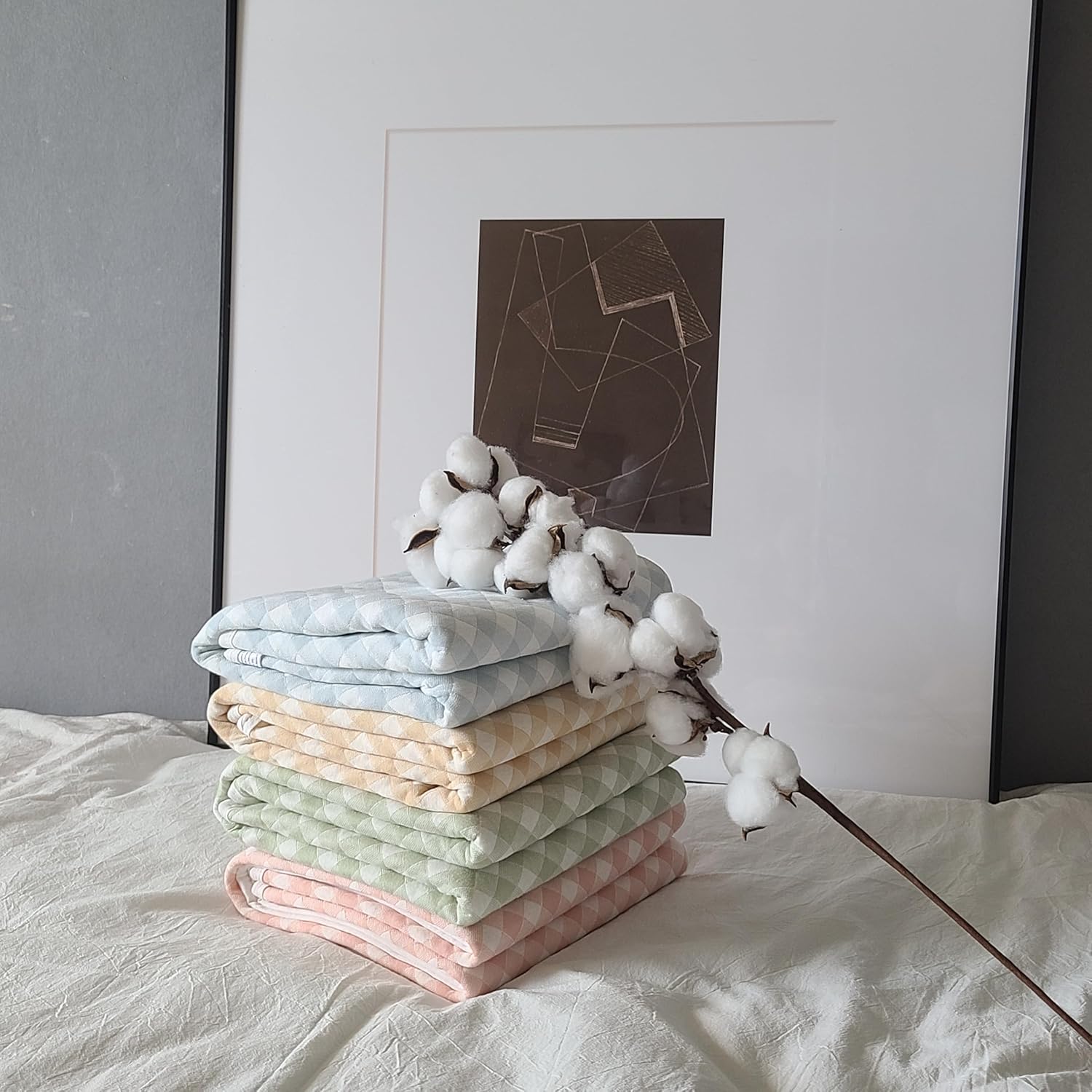 4 Pack Ultra-Soft 4-Layer Washable Underpads, 34”x36” Premium Cotton Grid Incontinence & Bedwetting Pads with Leak-Proof TPU – Breathable, Odor-Free for Adults, Seniors, Kids, Female, Pet Care