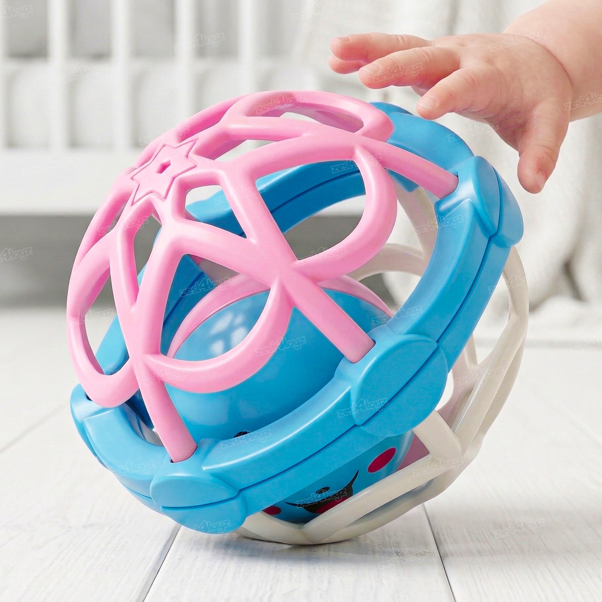 Zest 4 Toyz Ball Rattles Toy for Babies New Born Rolling Hand Ball Non-Toxic Silicone Early Learning Toys for Toddlers - Pack of 1-image-21