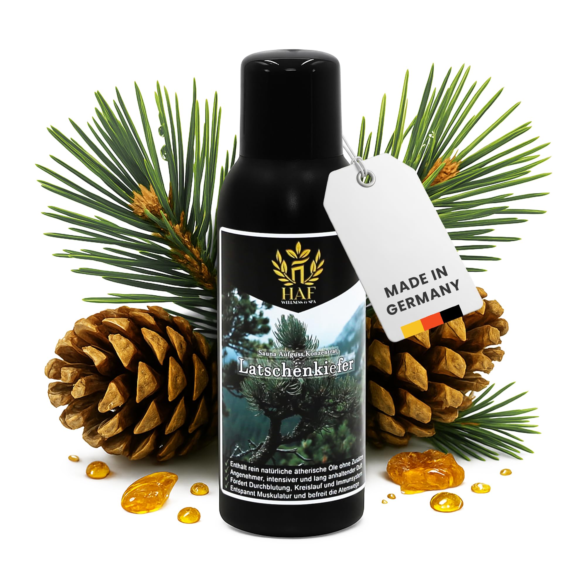HAF Concentré d'infusion pour sauna Pin des montagnes 250 ml Huiles essentielles naturelles