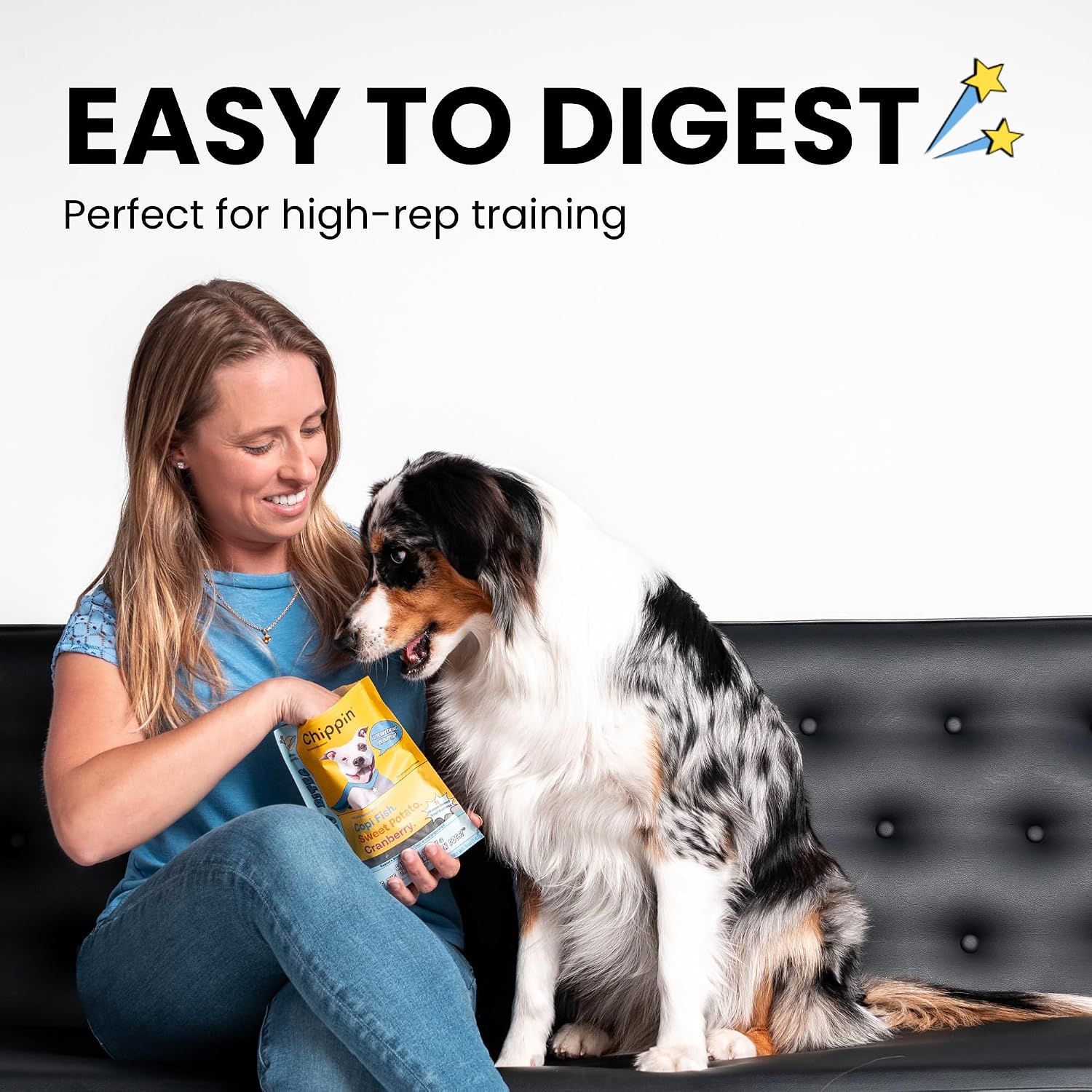 Chippin Dog & Puppy Training Treats, Low Calorie Dog Treats, Fish & Sweet Potato, Easy on Sensitive Stomach, Chicken-Free Soft Fish Bites, Natural, 2 Calories Each, Made in USA, 2 Pack image 5