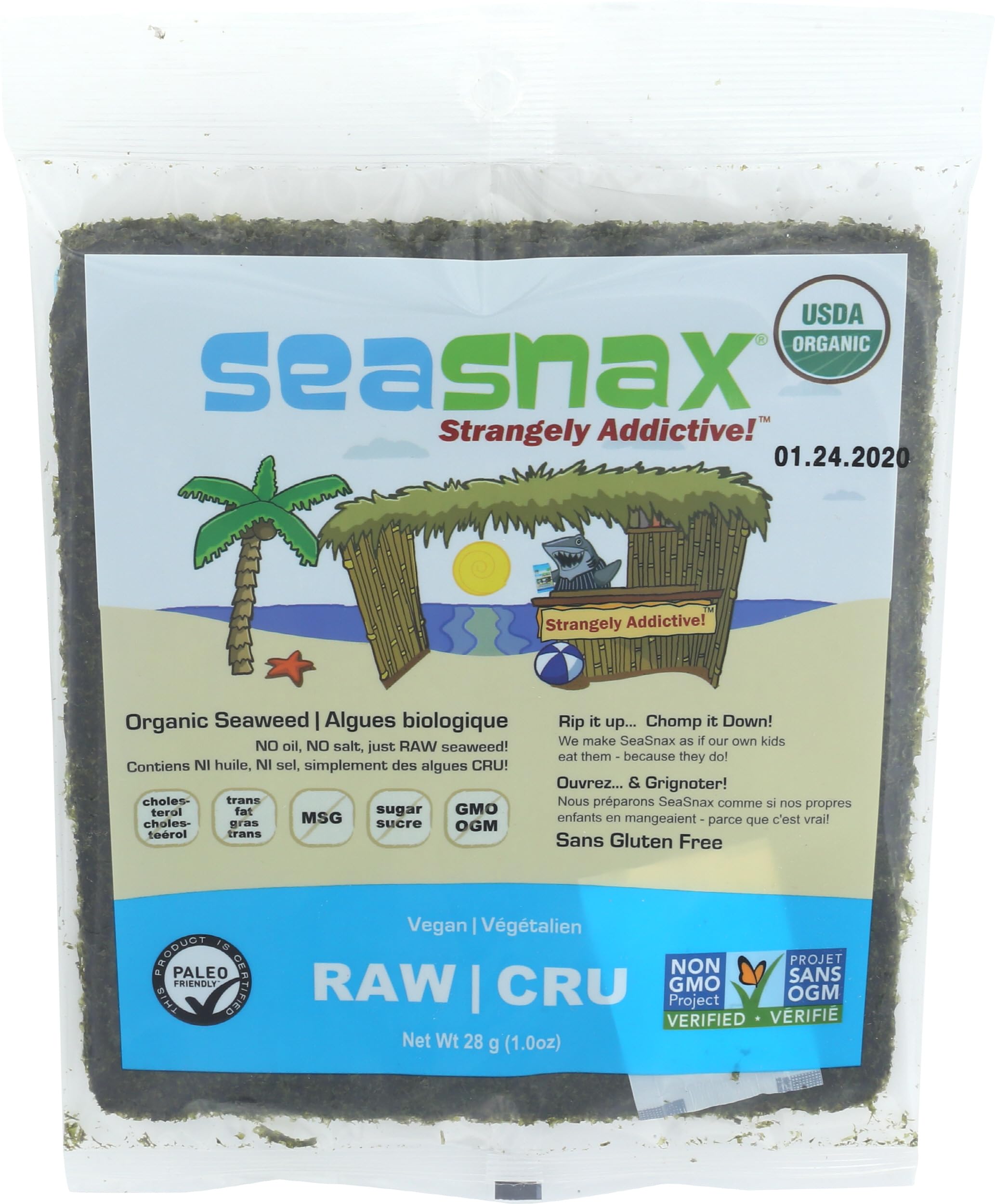 Seasnax, Seaweed Sheets Raw Organic, 1 Ounce