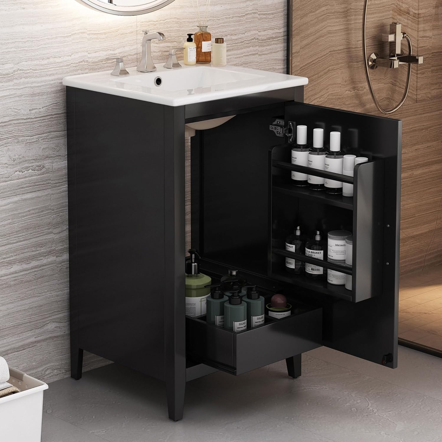 Amazon.com: Lsuannai Bathroom Sink Cabinet, 20-Inch Modern Bathroom ...