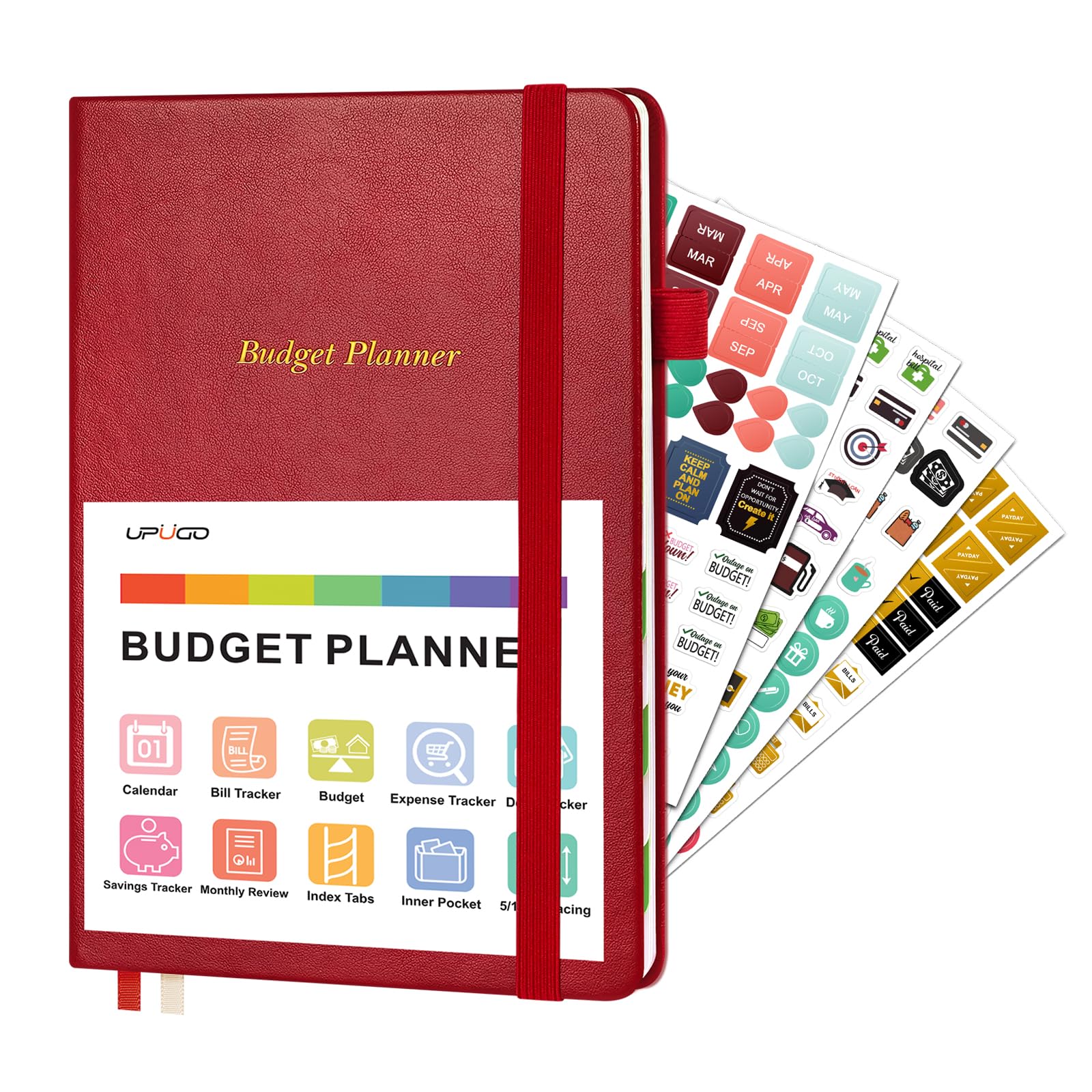 Photo 1 of Budget Planner, UpUGo Monthly Accounts Book and Bill Tracker, Undated Reddish brown A5 (5.71×8.35Inch)