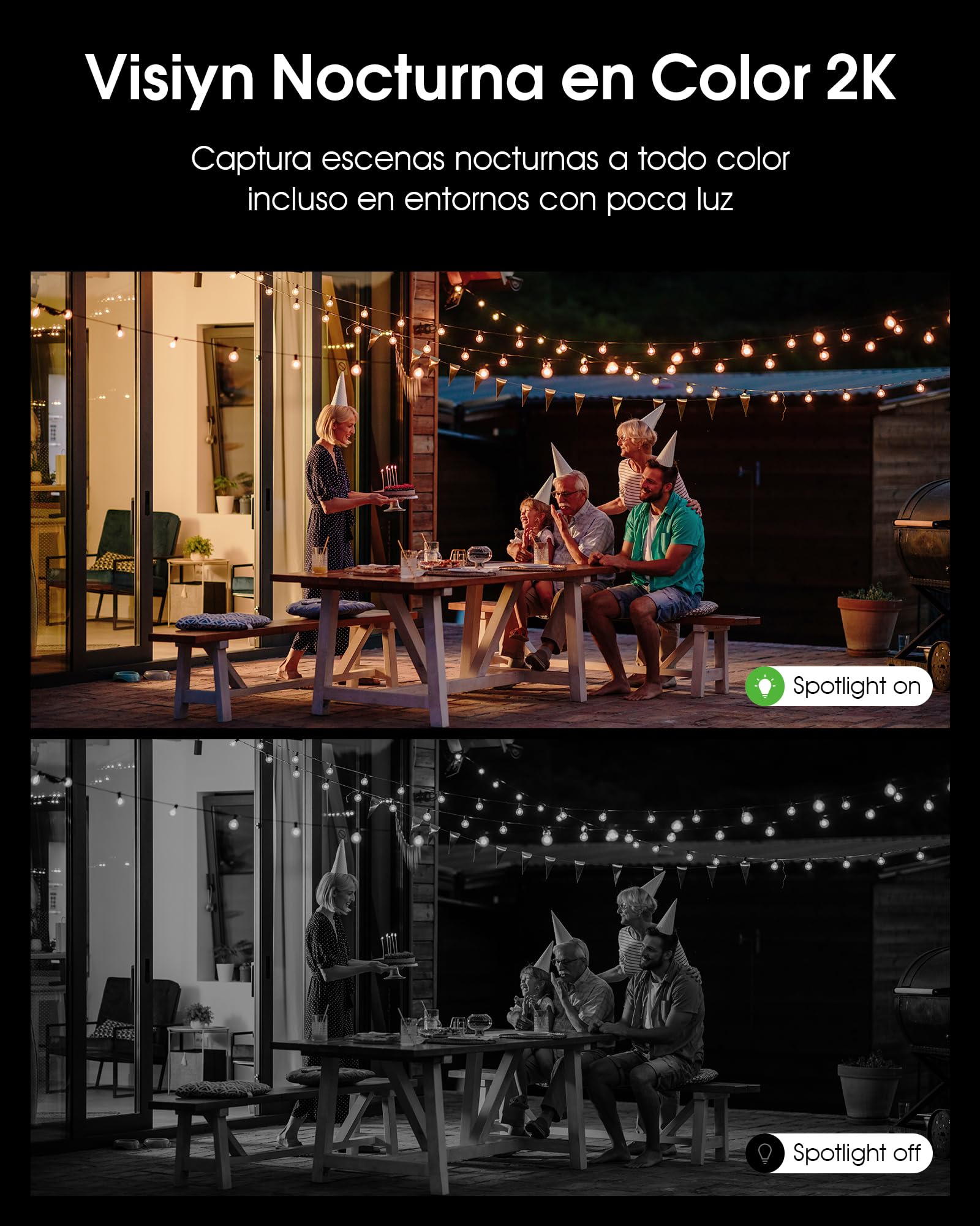ANRAN 2K Cámara Vigilancia WiFi Exterior con Luz de Pared, 2PCS | Seguridad Cámara Inalámbrica con Panel Solar+Bateria Recargabl, luz activada por Movimiento, Detección PIR, IP66