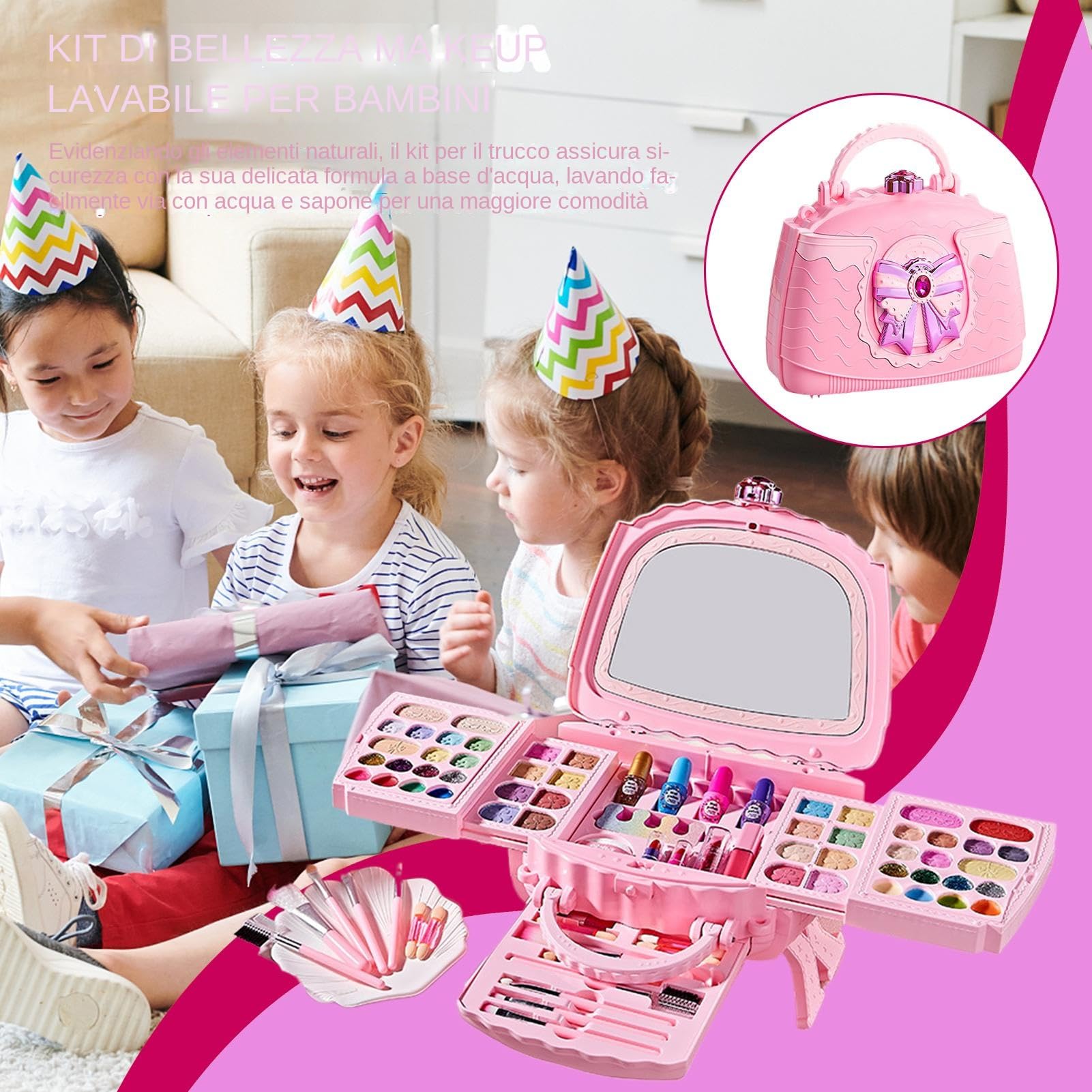 Kit Trucco Bambini Set Di Trucco Reale Per Ragazze | Cosmetici Lavabili Per Bambini 3 Ai 12 Anni Per Pratica Giochi Di Ruolo Compleanni E Occasioni