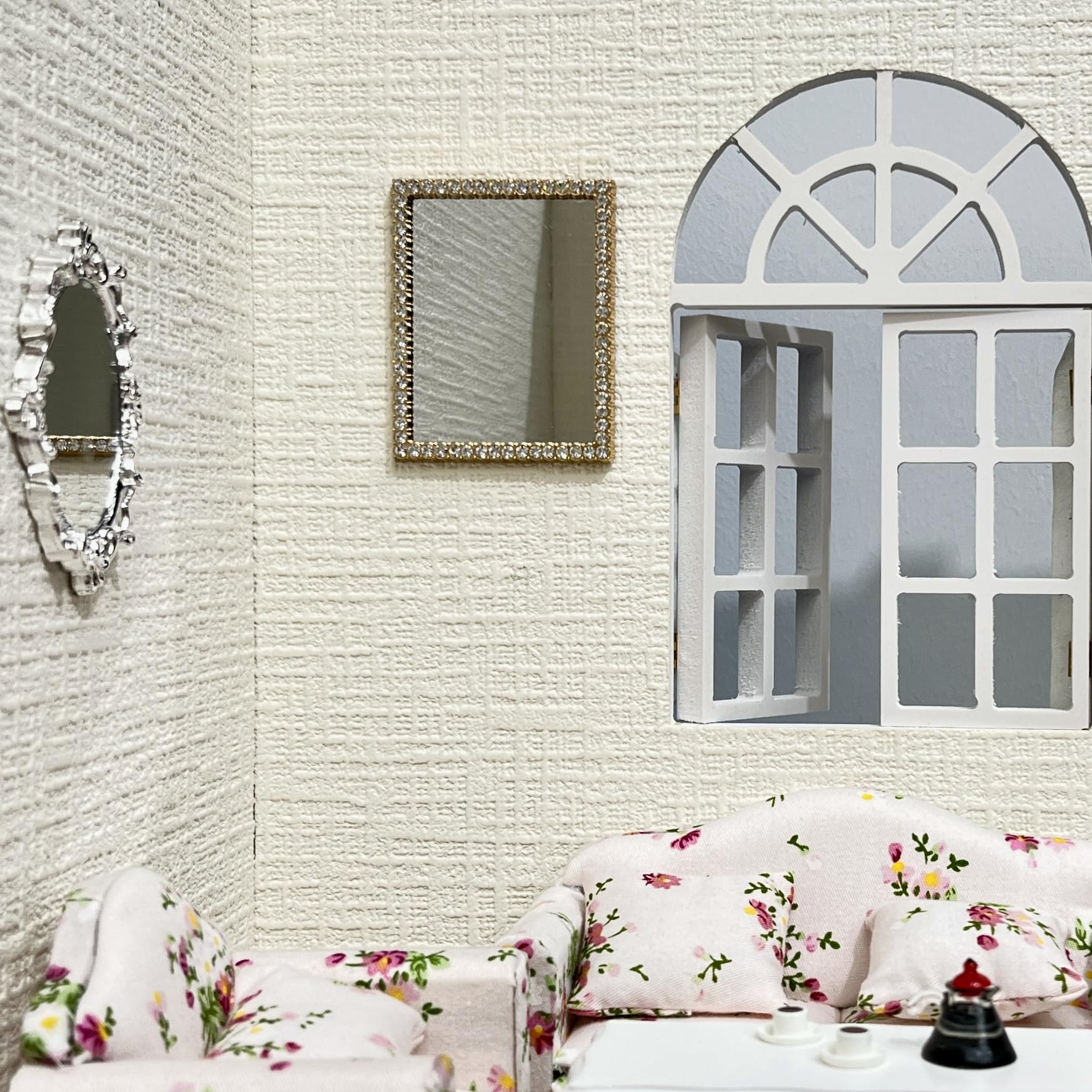 Accesorios para casa de muñecas, mini espejo, accesorios y muebles para casa de muñecas a escala 1/12, espejo de casa de muñecas en miniatura, 5 piezas (n.º 1) 4