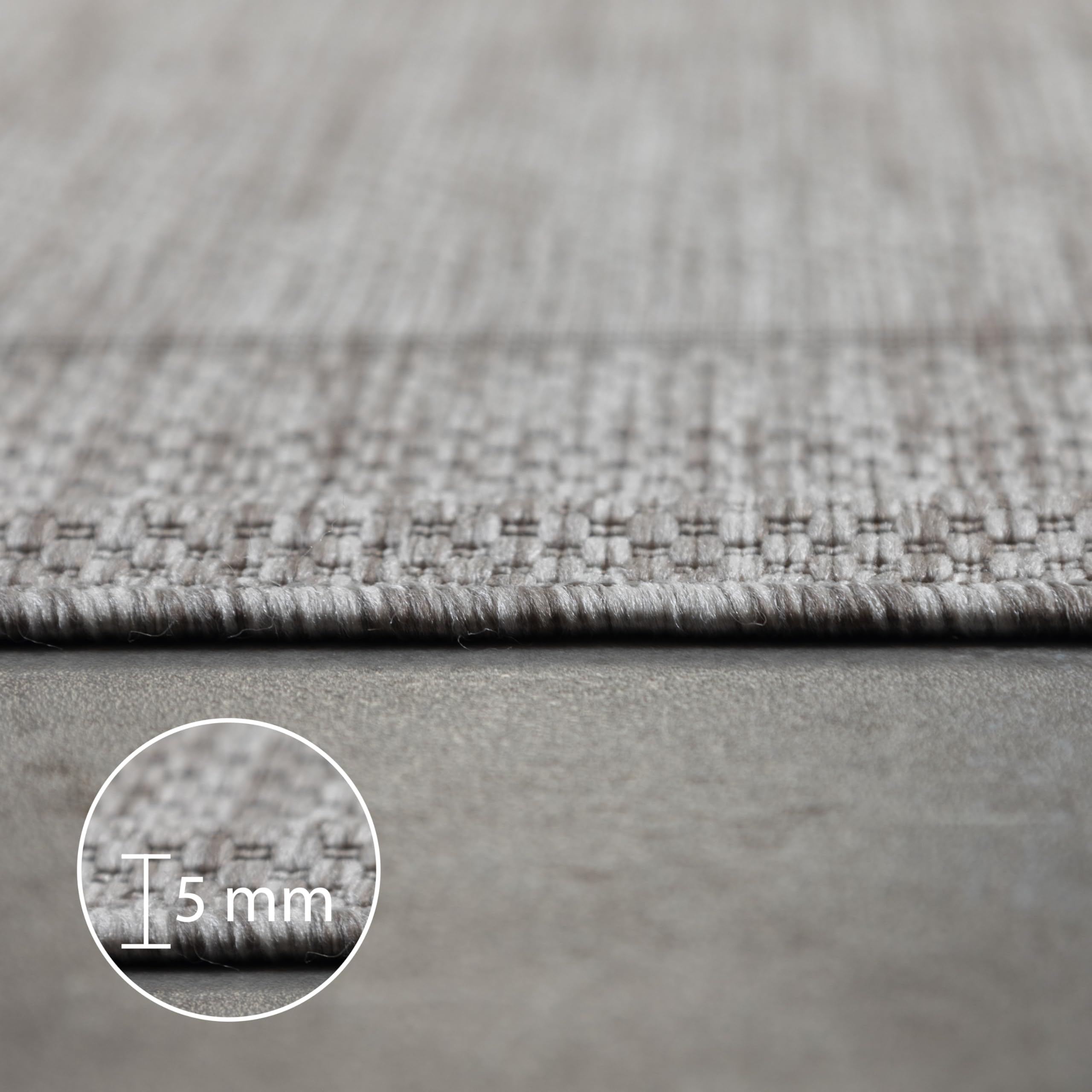 Outdoor Teppich Wetterfest Einfarbiges Design Terrasse Balkon Teppich Küche Garten Sisal-Look Küchenteppich Läufer Flur, Größe: 240 x 340 cm, Farbe: Silber