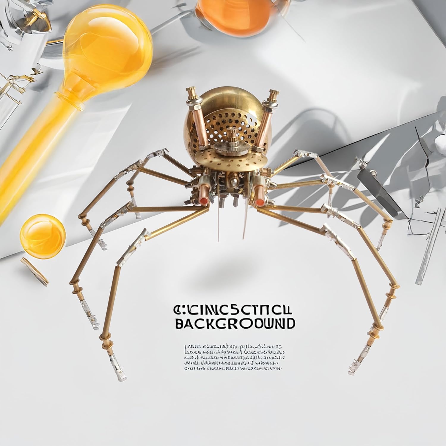 Steampunk Golden Spider Metal Model Kit for Adults – DIY 3D Mechanical Brass Insect Puzzle, Retro Industrial Art Sculpture Craft for Home Office Decoration & Collectors Gift (Golden Spiders)