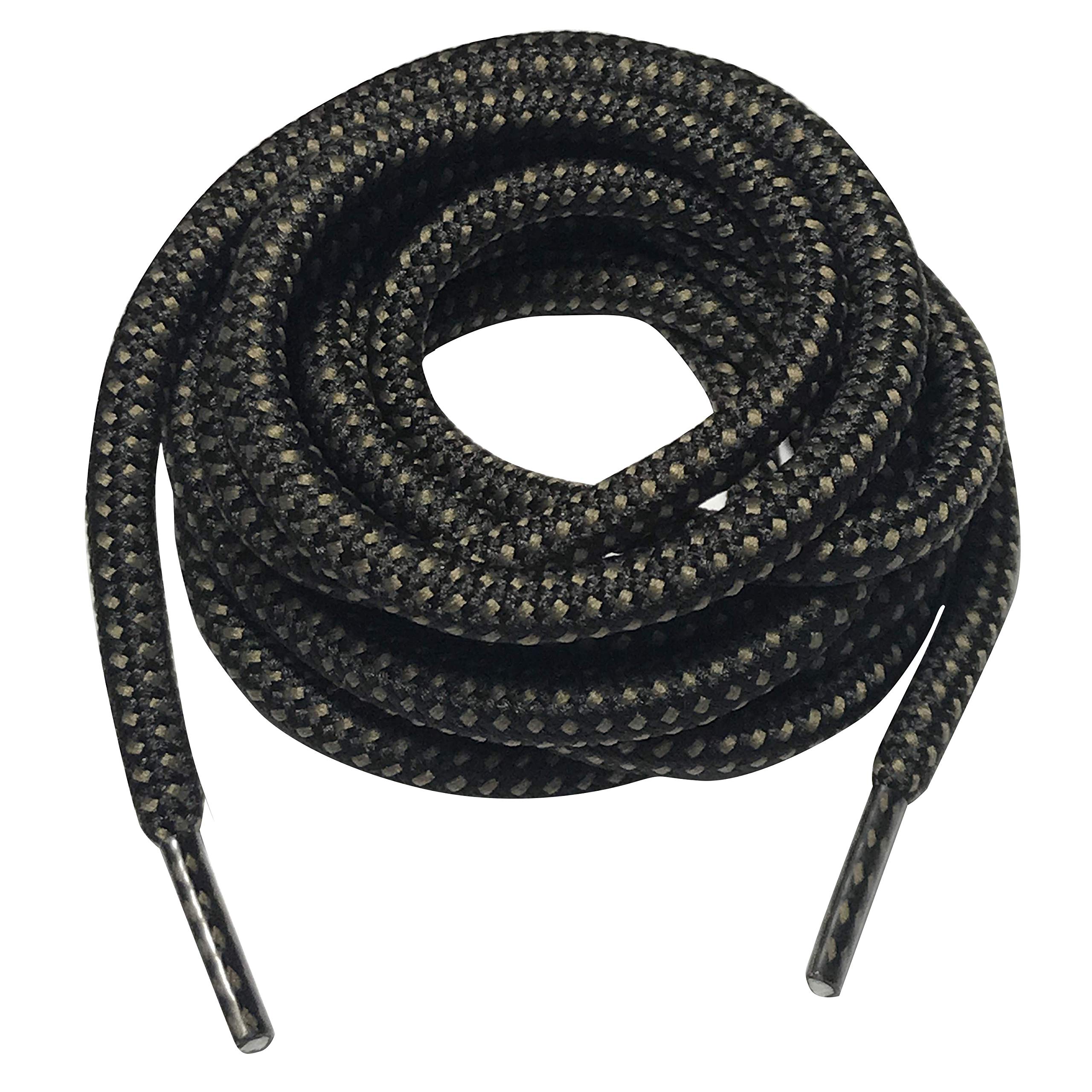 B&Q 3 Pairs Heavy Duty Round Boot Laces Shoelaces for Hiking Walking Construction Safety Work Boots Shoes, Black Brown X Dot, 40" (100cm)