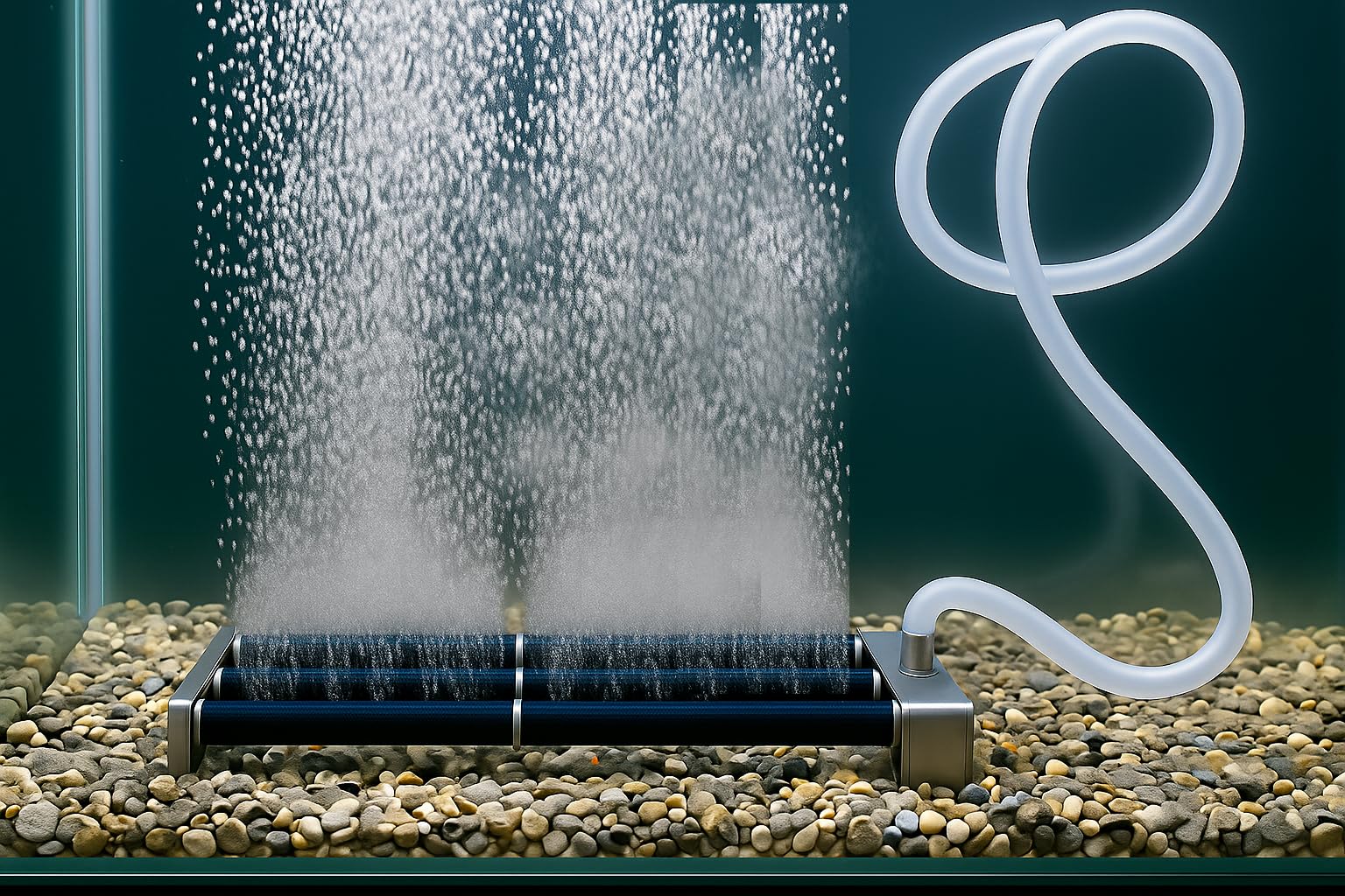 Nano-Luftausströmer rechteckig 80 cm – 4 Reihen – mit Edelstahl-Basis & 4 m PVC-Schlauch – für Teichbelüftung, Aquakultur, Hydroponik, leise & effizient (4 Reihen,Länge 80cm)