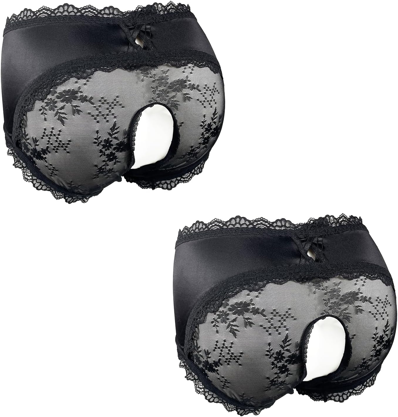 Femboy Sissy Lingerie with Pouch for Mens Open-seat Lace Gaff Panties Hipster Bikini Briefs Underwear