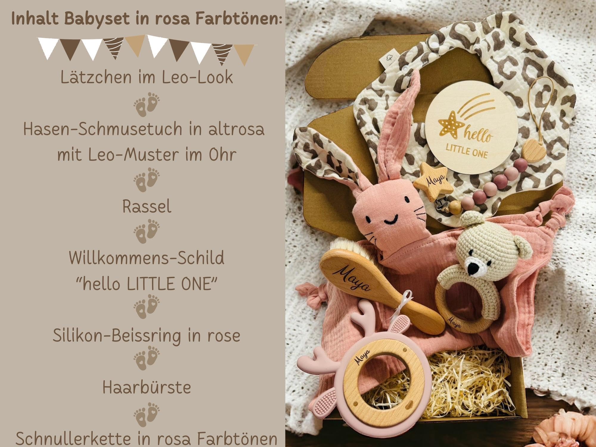 Baby-Geschenkset zur Geburt (rosa Farbtöne)