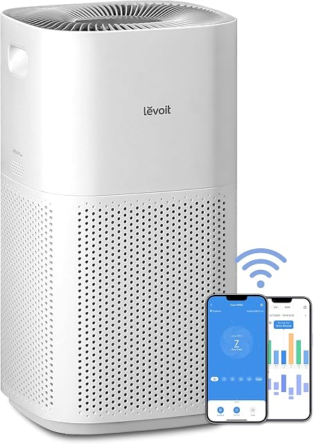 LEVOIT Air Purifiers for Home Large Room, Covers Up to 3175 Sq. Ft, Smart WiFi and PM2.5 Monitor, Hepa Filter Captures Particles, Smoke, Pet Allergies, Dust, Pollen, Alexa Control, Core 600S, White