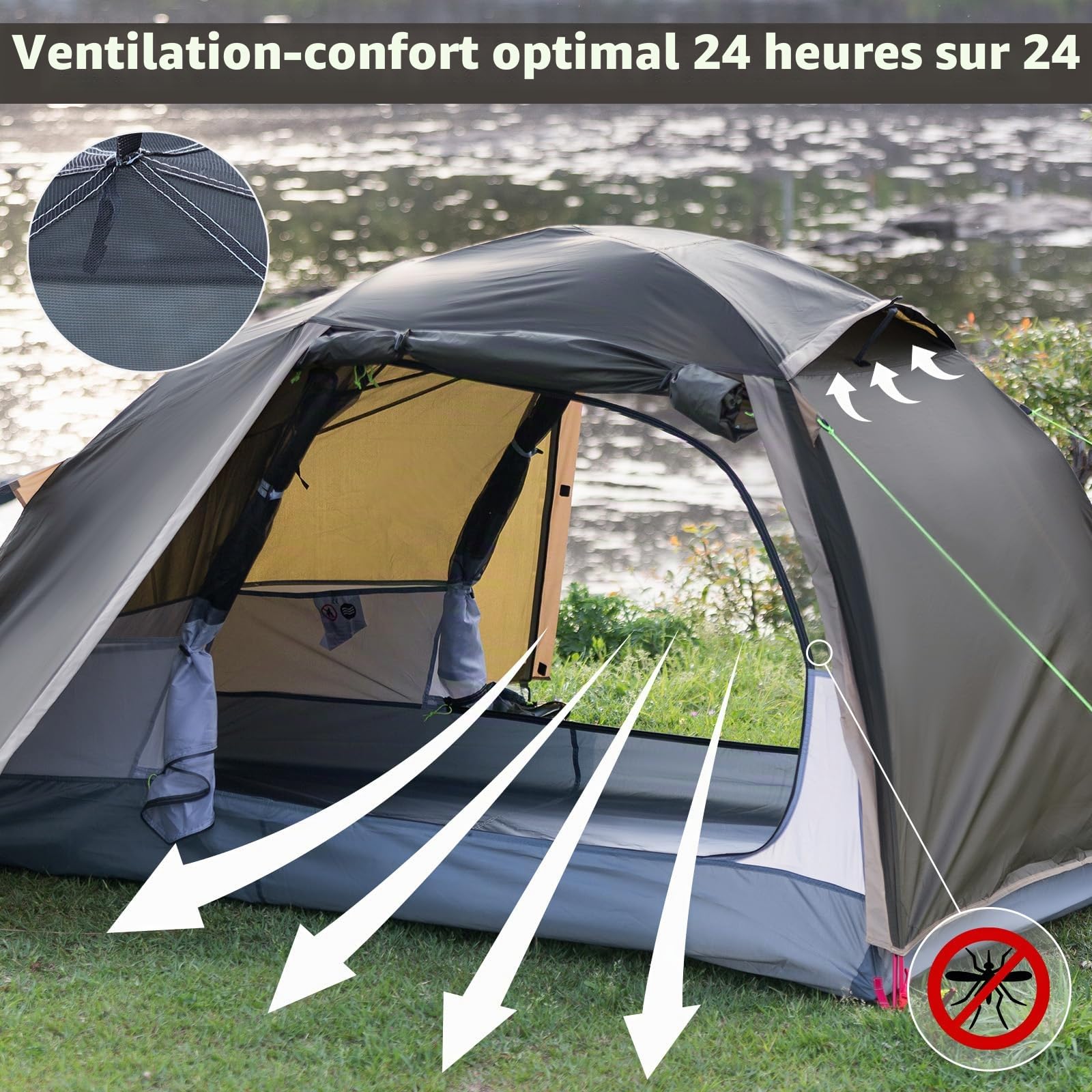 ThreeBears Tente de Camping pour 2 Personnes, imperméable et Coupe-Vent, légère, idéale pour la randonnée, Le Camping, l'alpinisme et Les Voyages - Durable et Facile à Installer