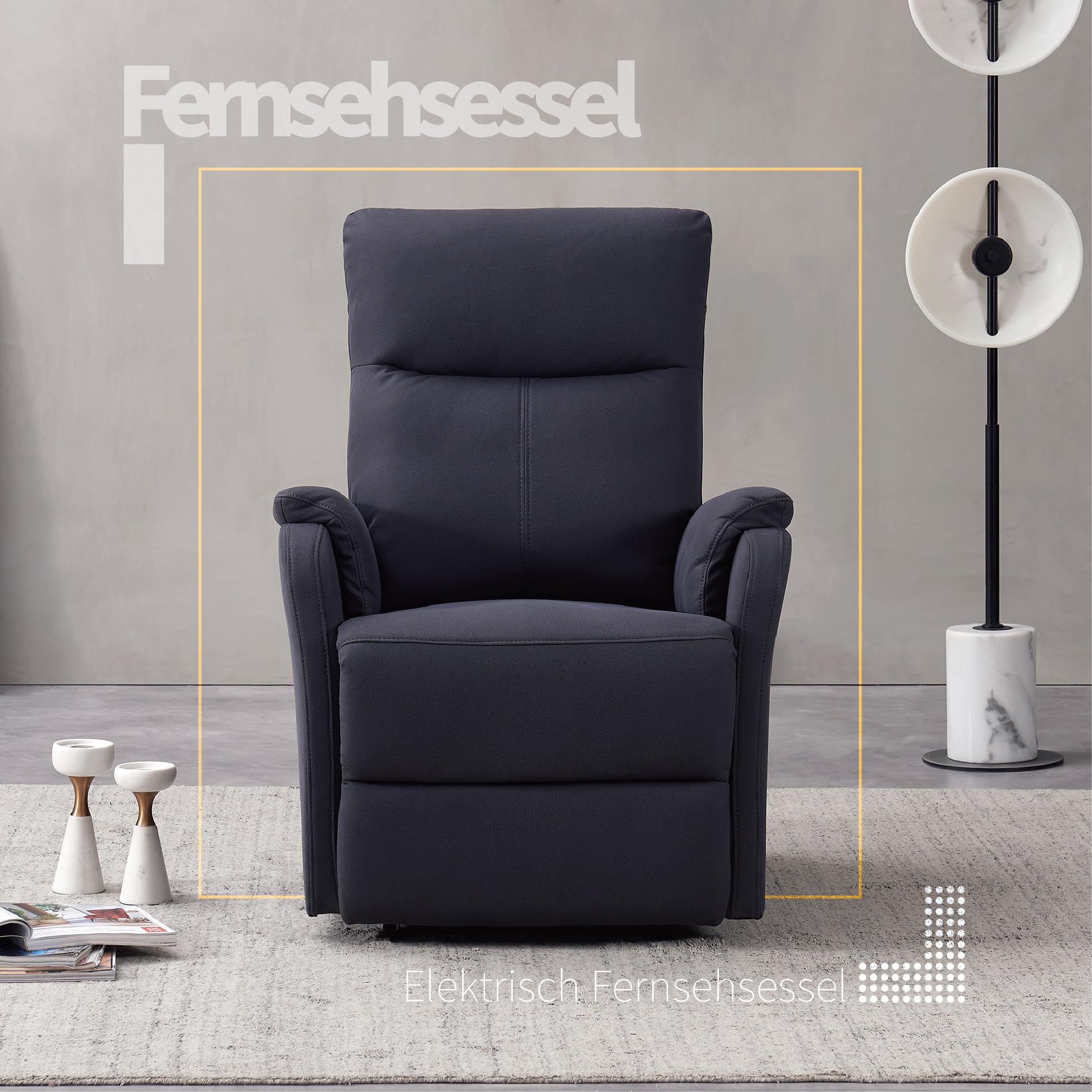 Z-hom Relaxsessel Fernsehsessel Elektrisch Verstellbar Massagesessel, Ergonomische Sessel zum Fernsehen, Arbeiten und Schlafen (Roland Grau)