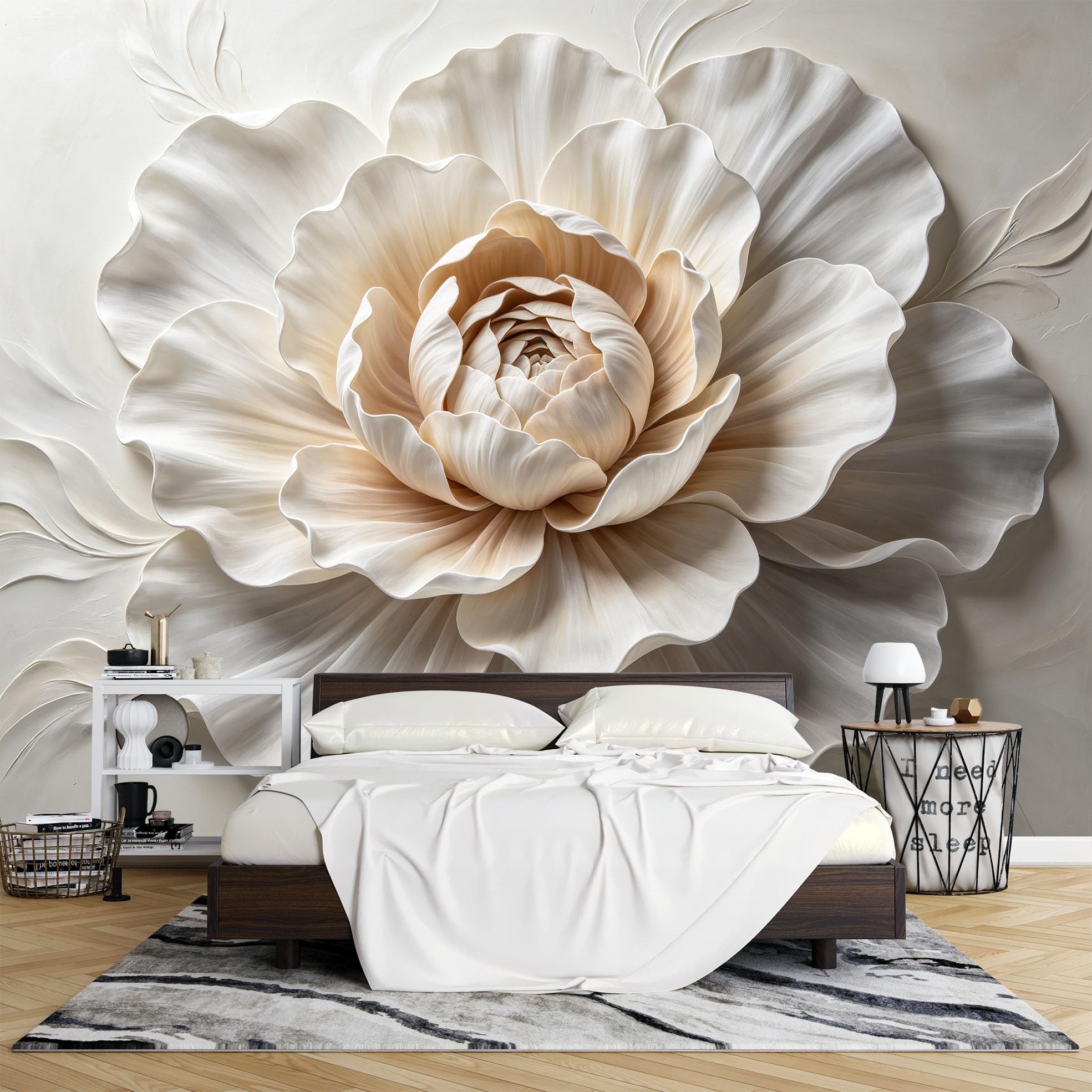 Papier Peint Photo Mural Intissé Grand Format À Motif Pivoine 450 x 320 cm 3D Élégant Motif Floral Décoration Fresque Murale Moderne pour Salon Ou Chambre.