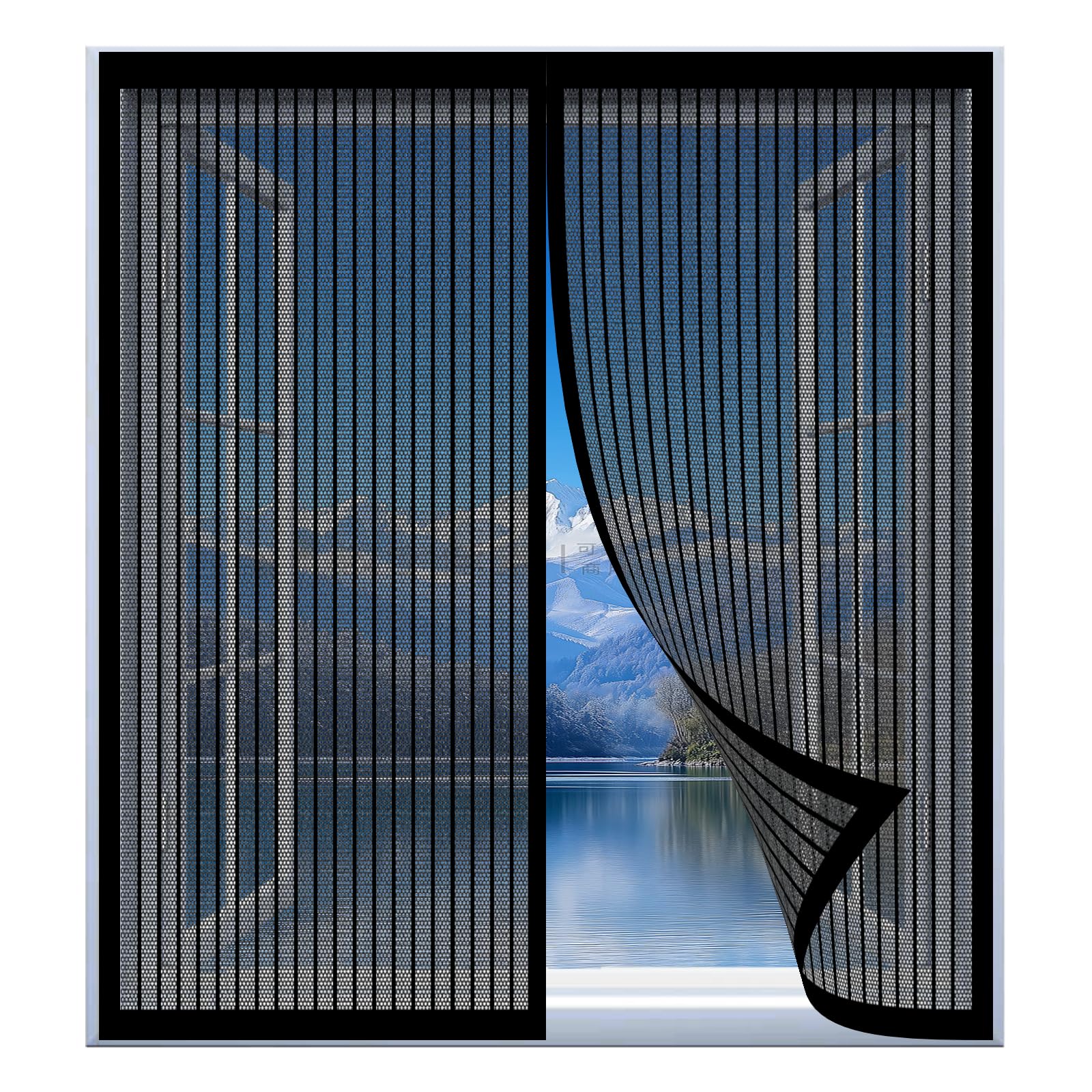 Yuanwan Black Magnetic Fly Screen Window Curtain 77 X 123 Cm Easy Installation No Drilling Or Screwing Reinforced Mesh Curtain Entry Door Mesh For Windows Nets To Keep Bugs Out,