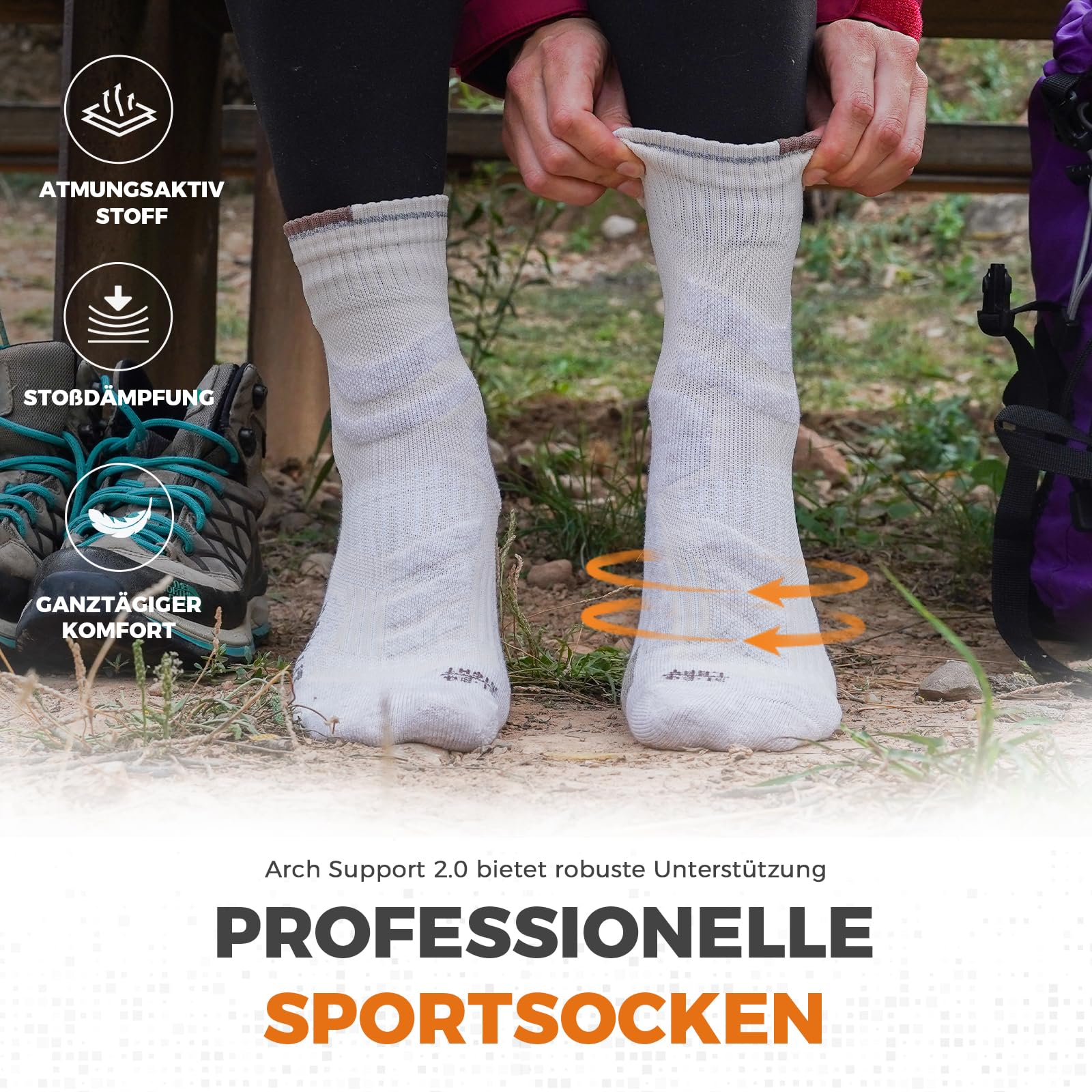 Rahhint Chaussettes de randonnée en mérinos compression anti-ampoules 3 paires Taille 31-52