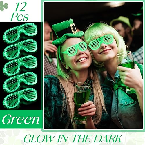 Miniatura 4 de Chitidr Gafas LED iluminadas, 3 modos intermitentes que brillan en la oscuridad, suministros de fiesta brillantes para niños y adultos