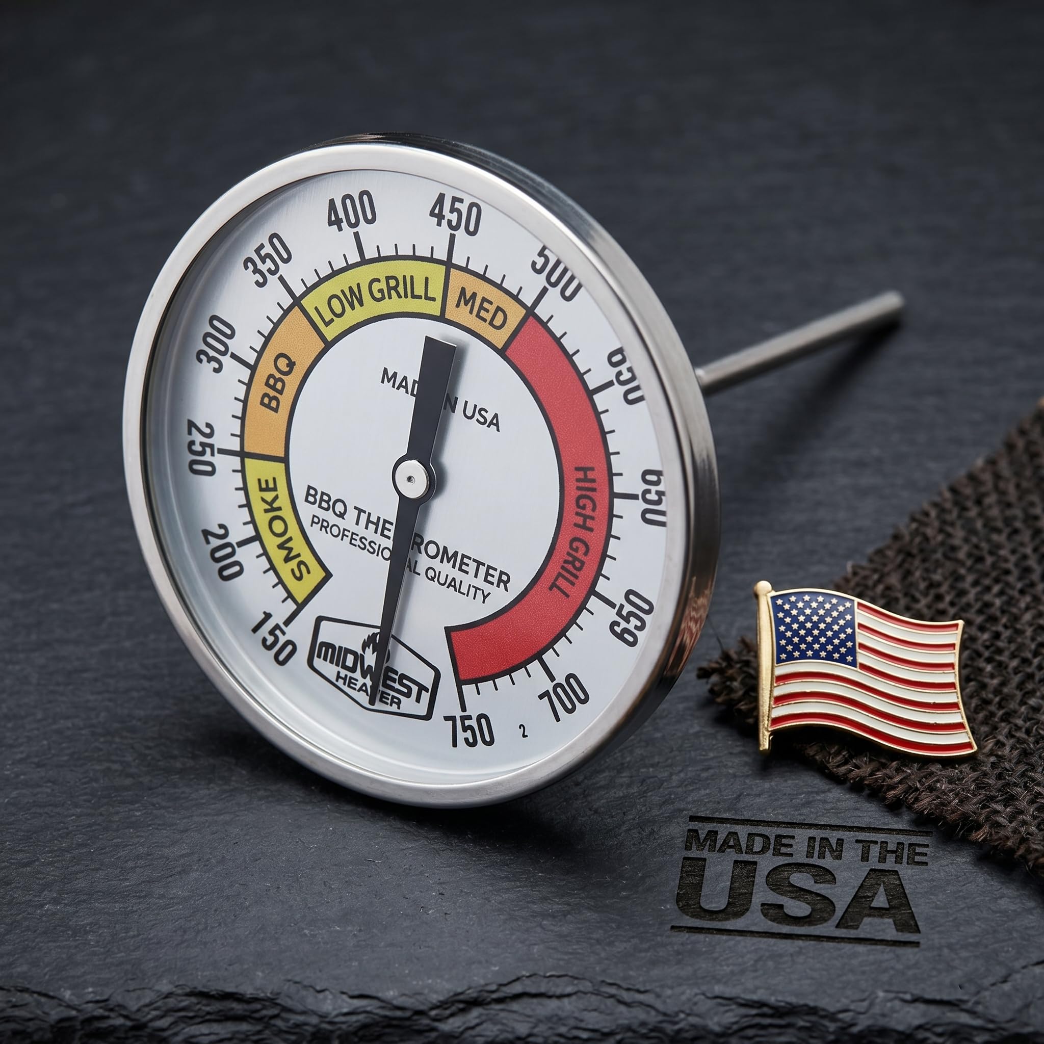 Midwest Hearth Profesjonalny termometr do grilla węglowego w stylu Kamado (tarcza 7,5 cm)