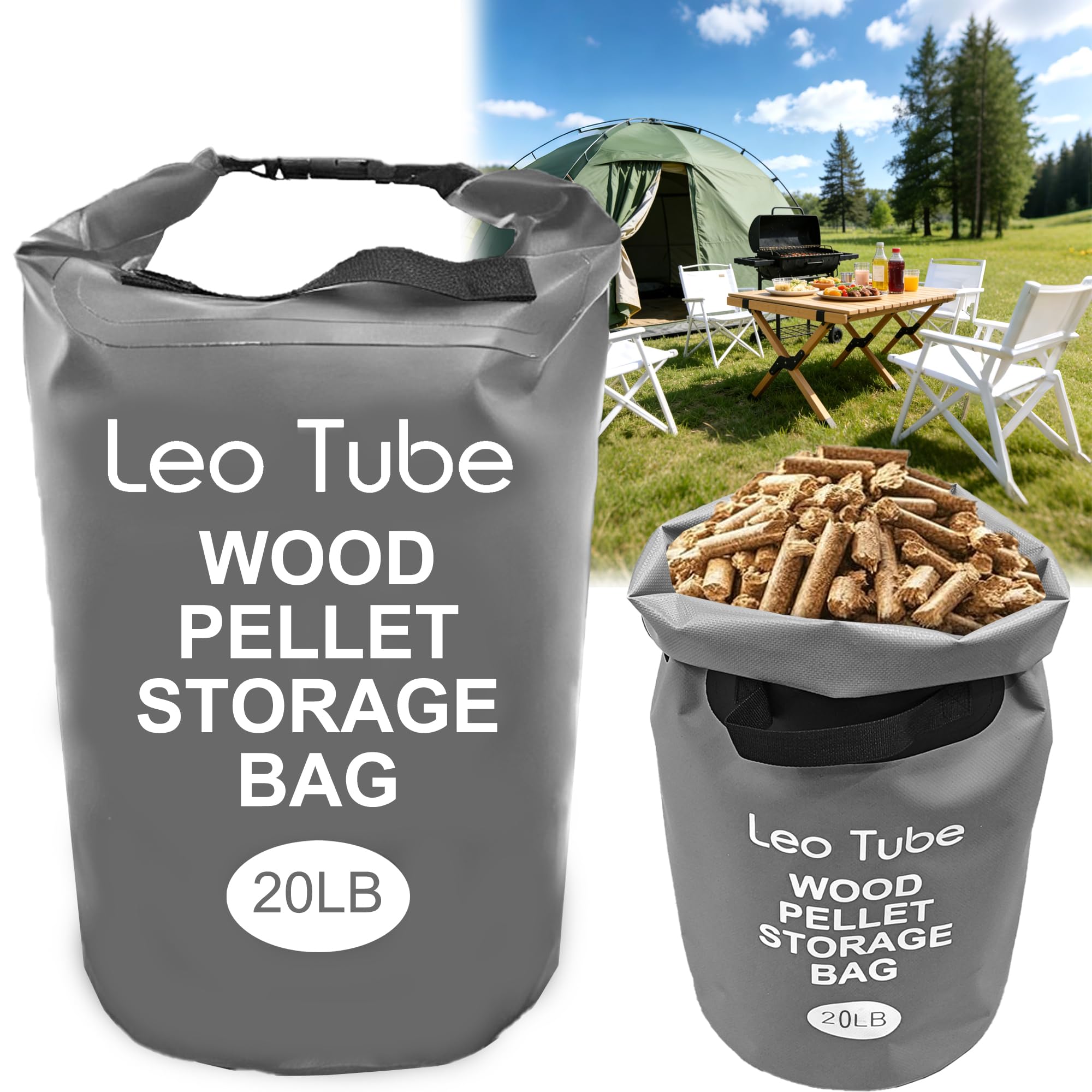 Sac de rangement robuste pour granulés de bois en toile PVC durable