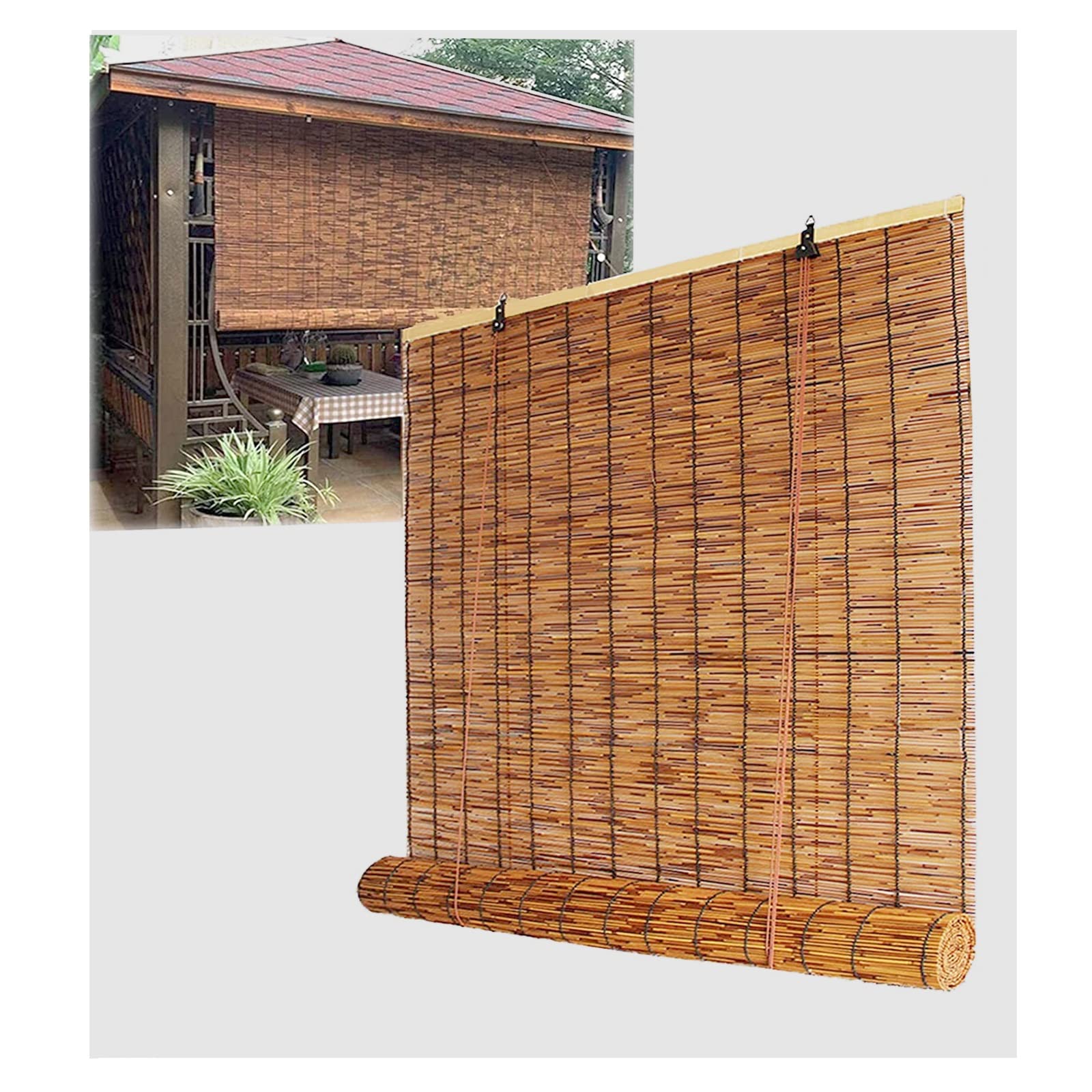 Amazon.de: BcofoA Natrliches Bambus-Rollo, Reed-Rollladen, Bambus-Fensterjalousien  fr den Auenbereich, Dekorationsschattierung, Sonnenschutz, Hebelden,  Belftung, wasserdicht, Terrasse, Dekoration