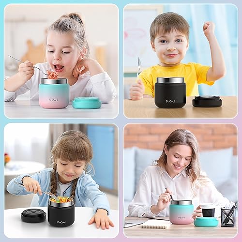 Miniatura 5 de DaCool Termo para alimentos calientes al vacío de acero inoxidable aislado al vacío, contenedor de alimentos para niños de 13 onzas, contenedor de