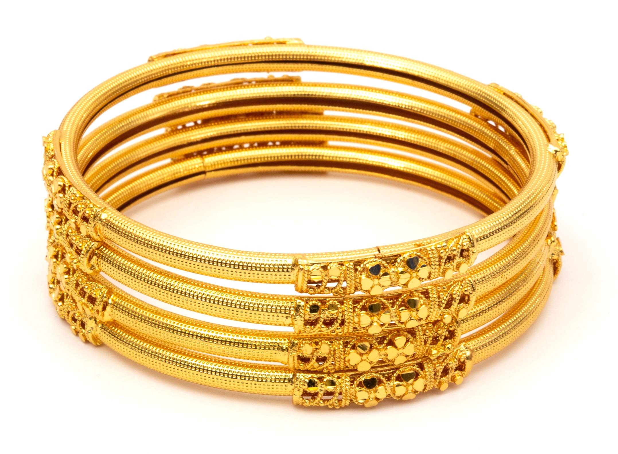 Swara CreationsGold Plated Brass Bangles Set for Women & girls(4Pcs)